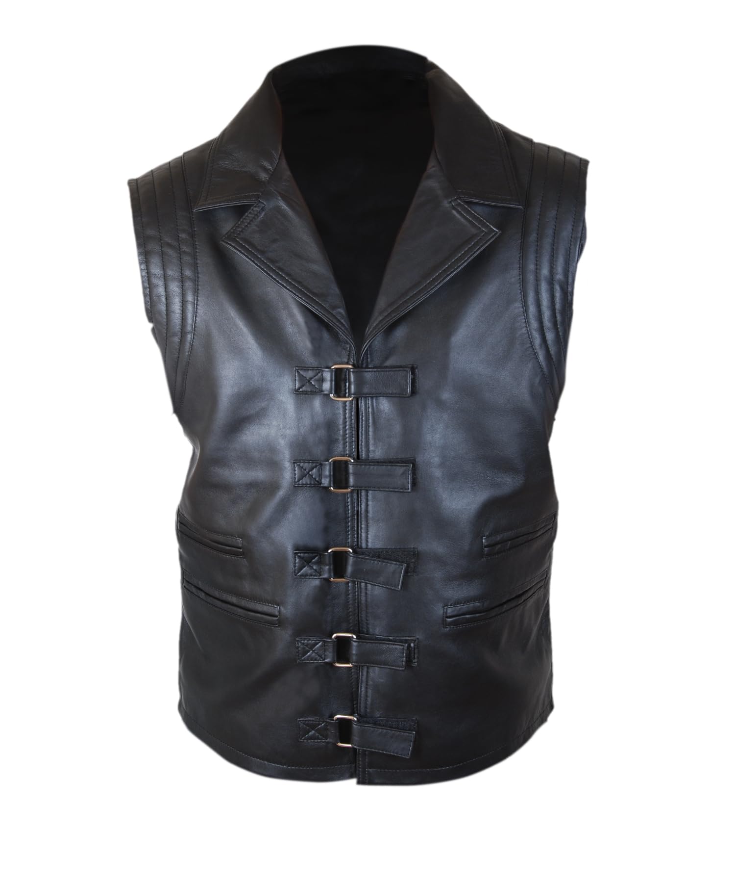 F&H Men's Hugh Jackman Van Helsing Style Genuine Leather Vest - Perfect for Cosplay, Halloween Costumes & Biker Fashion