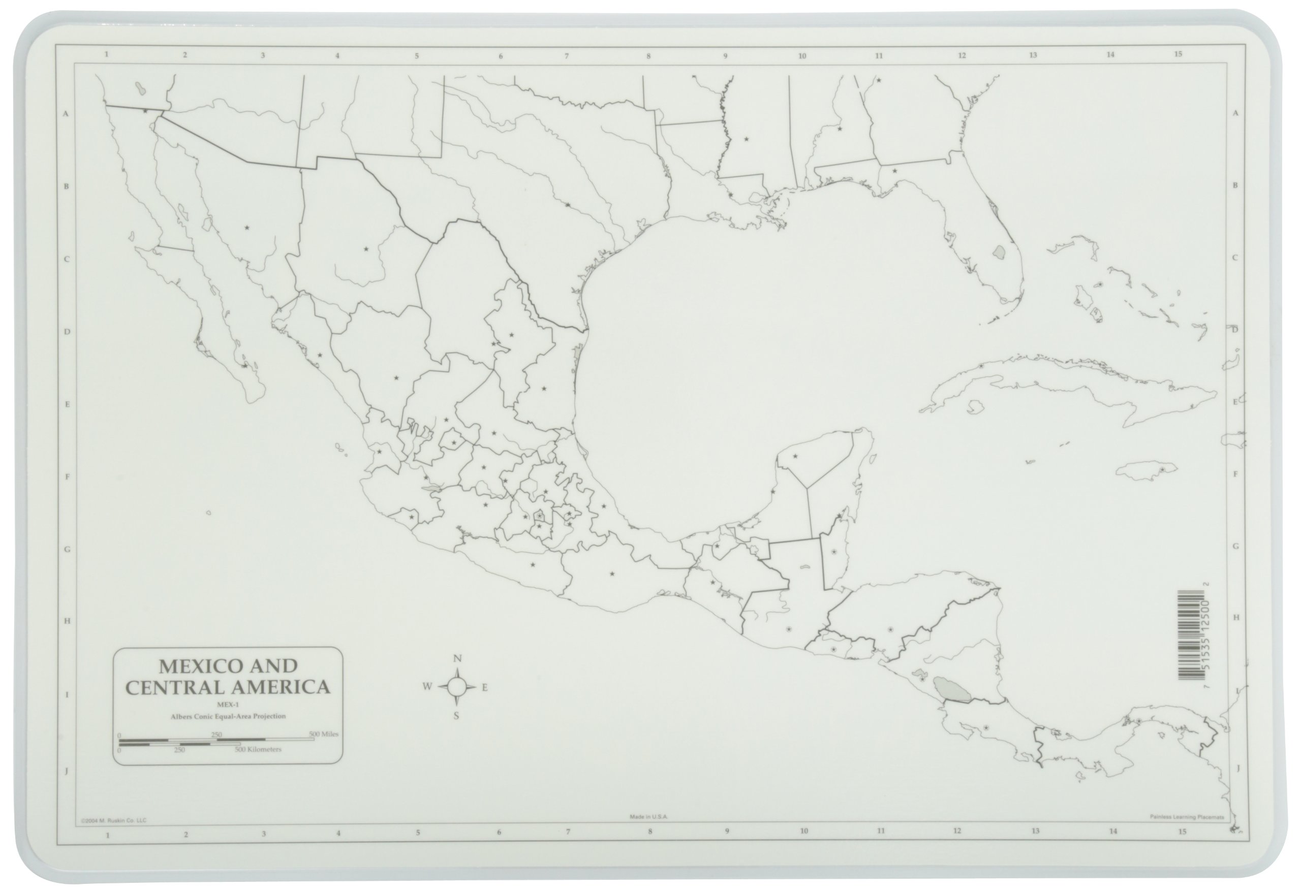 Painless Learning Mexico and Central America Educational Placemat - 12 x 17.5 Inches - Perfect for Geography Lessons, Homeschooling & Kitchen Learning
