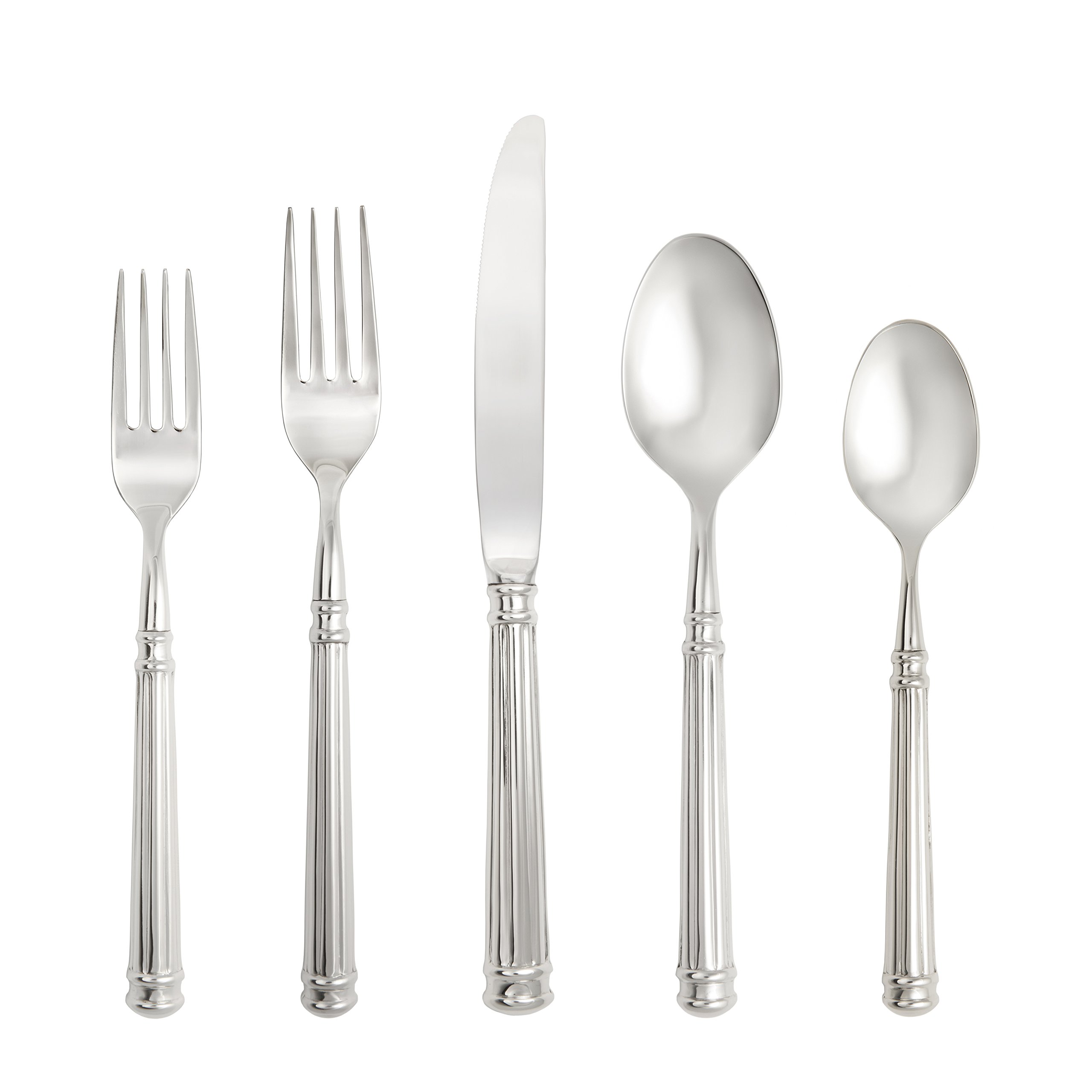 Fortessa Nyssa 18/10 Polished Stainless Steel Flatware Set - 20 Piece Hollow Handle Silverware for 4 People - Elegant Dining Utensils for Dinner Parties, Weddings & Formal Occasions