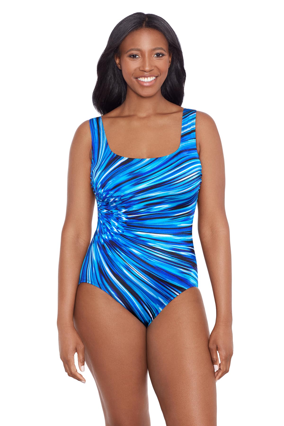 Longitude Women's One Piece Swimsuit - Scoop Neck Tank with Soft Cup Support, Long Torso Design for Comfortable Swimming | Perfect for Beach Vacation, Pool Party & Summer Water Activities