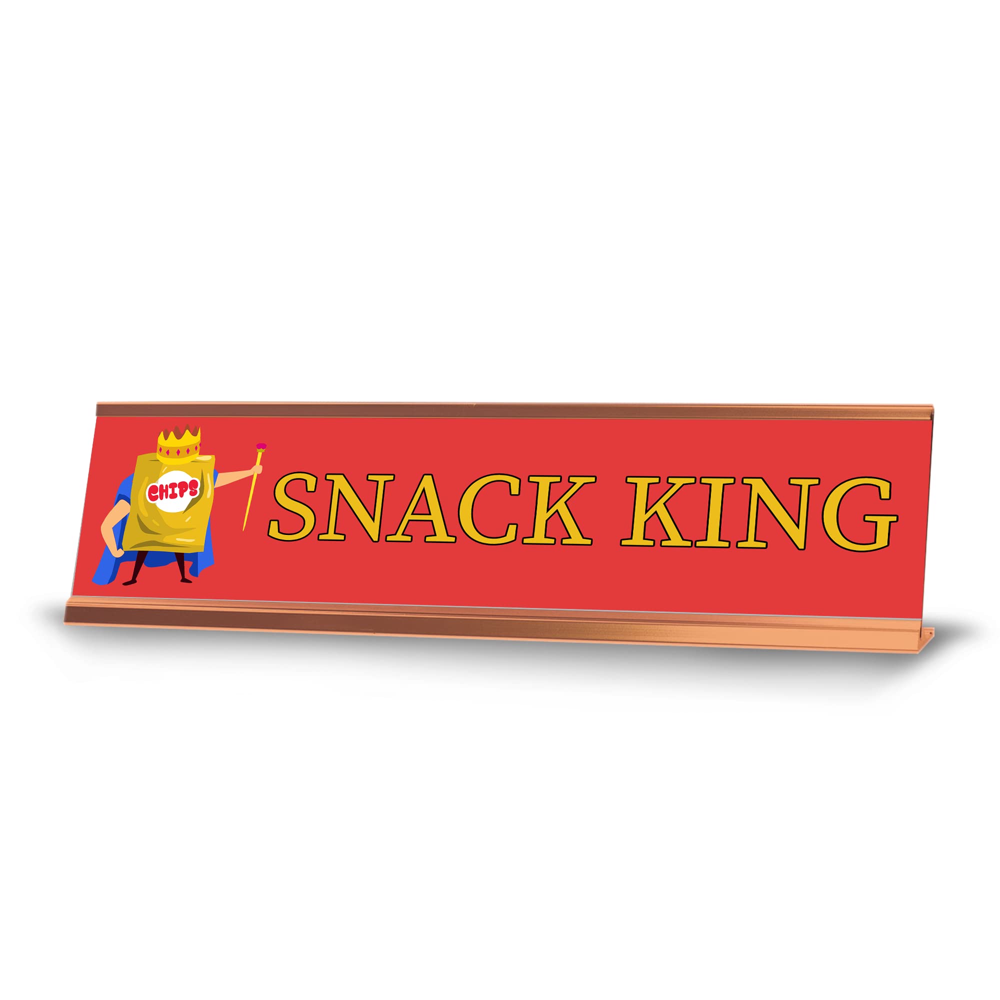 Snack King Premium Gold Frame Desk Sign (2x8 Inch) - Perfect for Office Decor, Gift for Food Lovers & Snack Enthusiasts