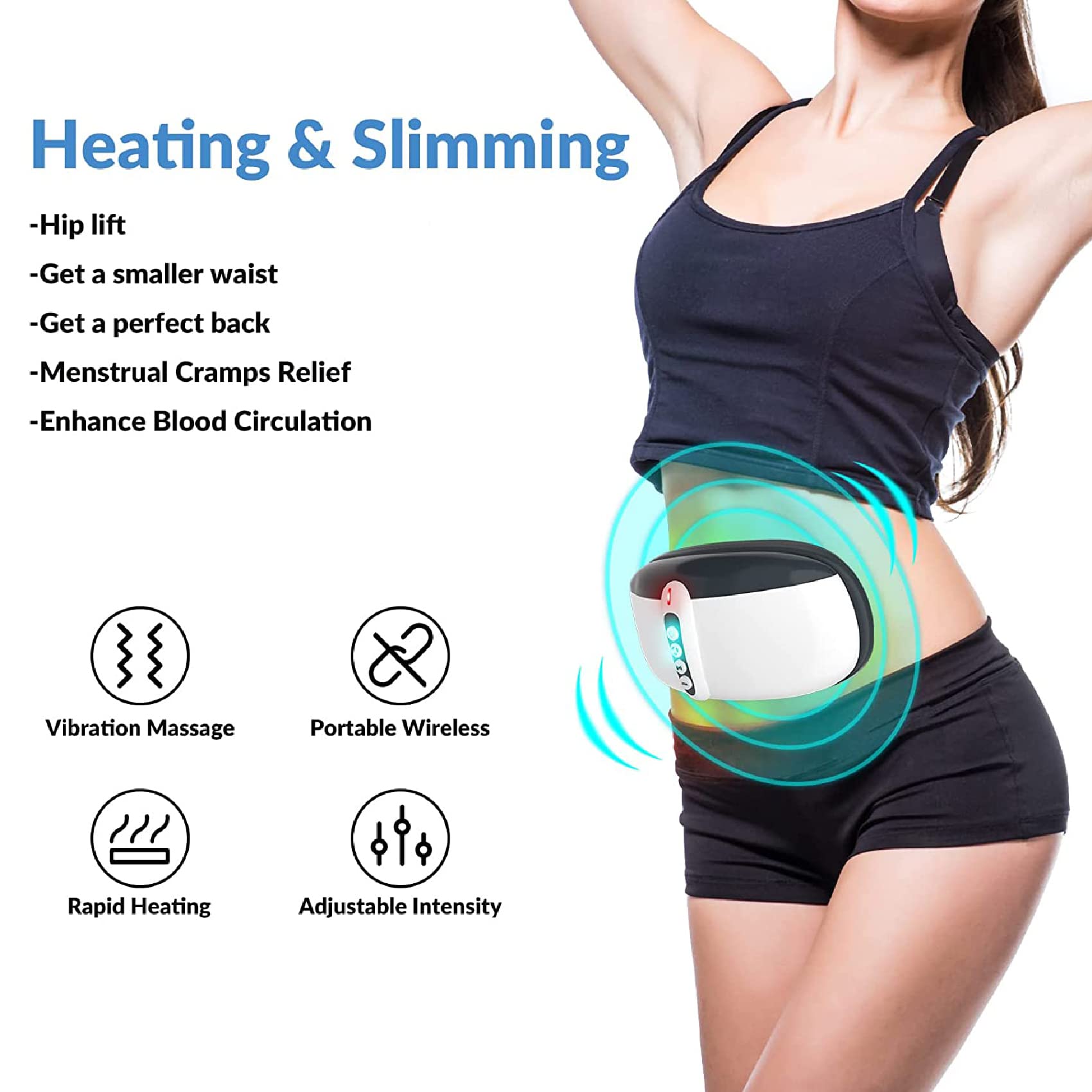 Wireless Slimming Belt - Rechargeable Vibration Massager for Weight Loss with 4 Modes (Belly/Buttocks/Legs/Back) - Perfect Gift for Women & Men - Ideal for Home Workout, Office Relaxation & Post-Exercise Recovery