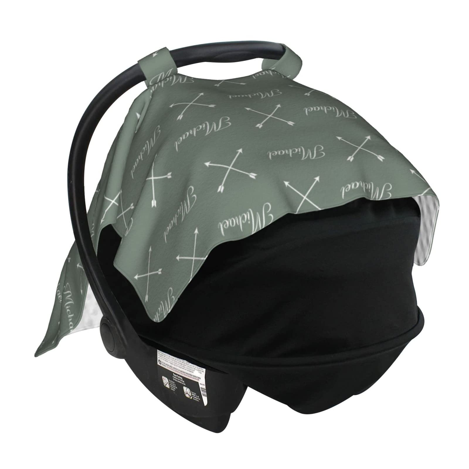 Personalized Baby Car Seat Cover with Name & Cute Icon - Custom Minky Nursing Canopy for Infant Car Seat - Soft Breastfeeding Cover for Boys & Girls - Perfect for Travel, Shopping & Outdoor Protection