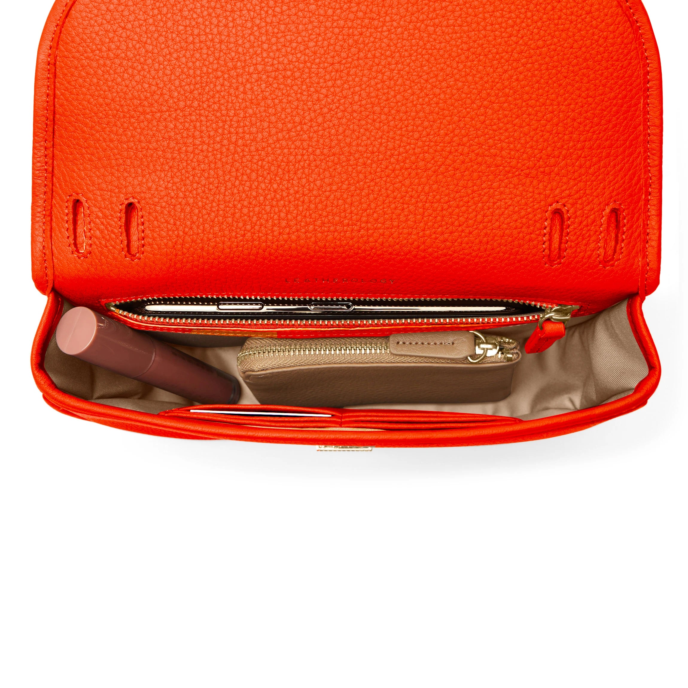 Katy Small Saddle Crossbody Bag in Clementine Color - Stylish Leather Purse for Women, Perfect for Everyday Use, Travel & Date Night