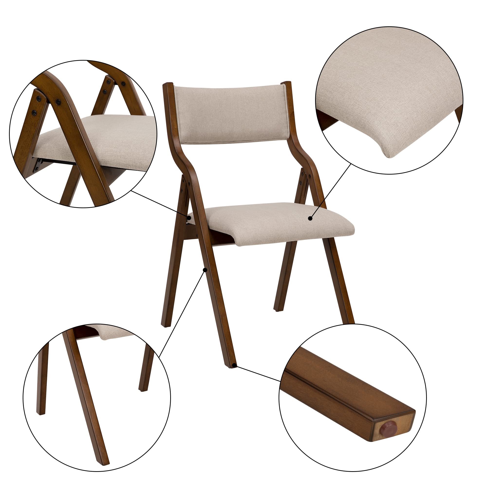 Modern Folding Chairs Set of 2 - Ball & Cast Taupe Dining Chairs with 18