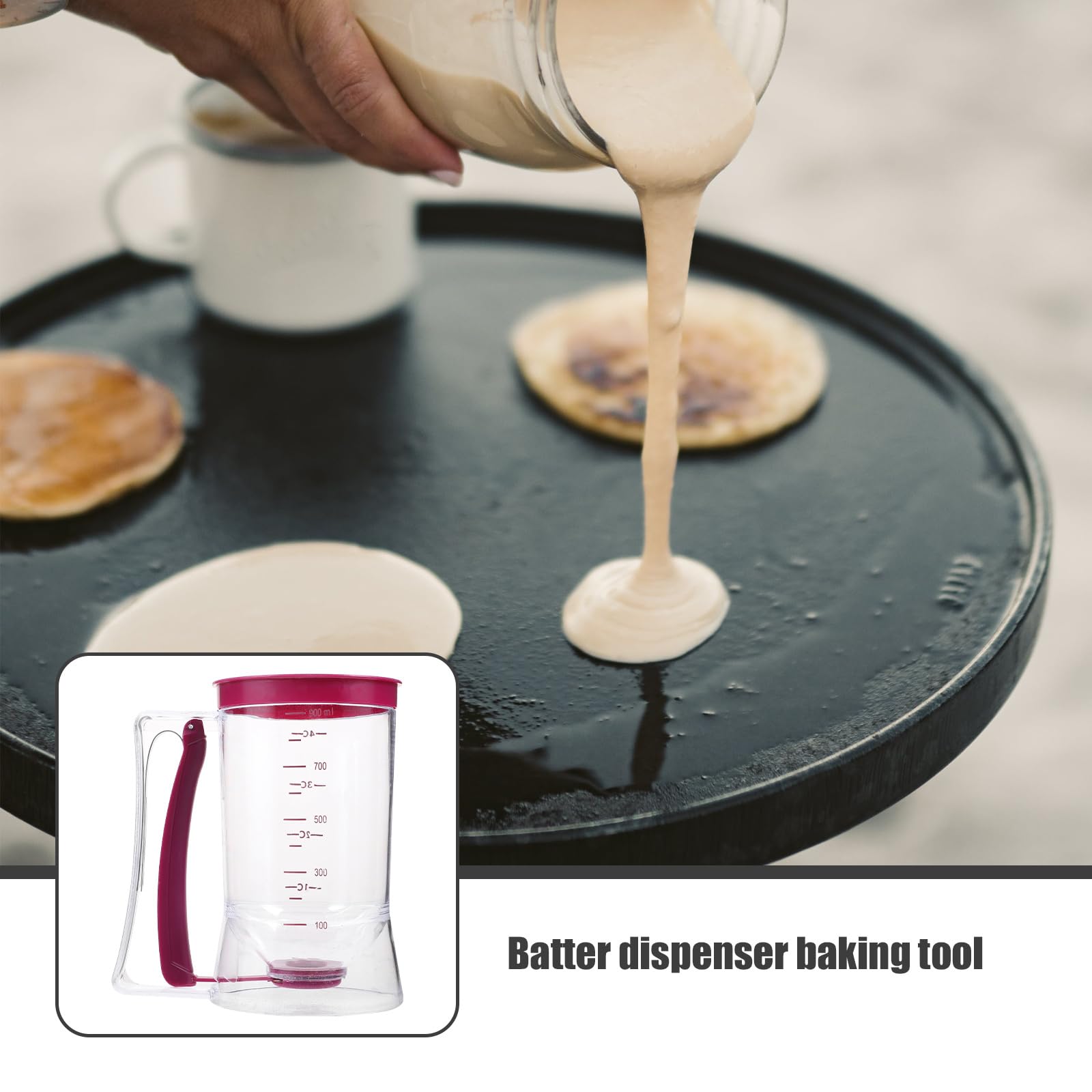 UPKOCH Pancake Dispenser with Measuring Marks - Perfect for Baking Pancakes, Cupcakes, Waffles, Cakes & Muffins - Ideal for Breakfast, Brunch, Kids Parties & Holiday Baking