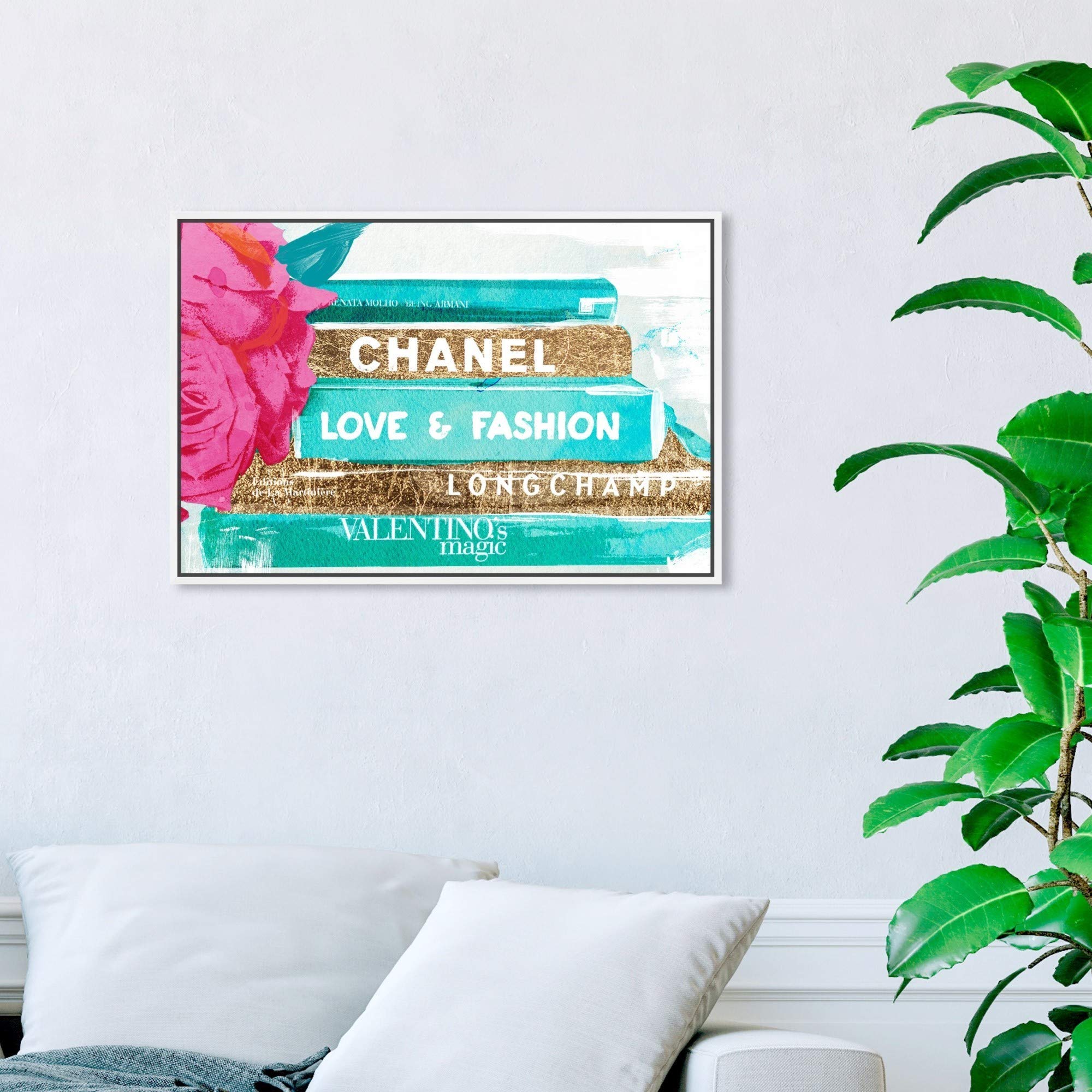 Oliver Gal Artist Co. 'Ideals of Style' Fashion & Glam Framed Wall Art - 24x16 Inch Blue & Gold Canvas Print for Home Decor | Perfect for Living Room, Bedroom & Office Wall Decoration