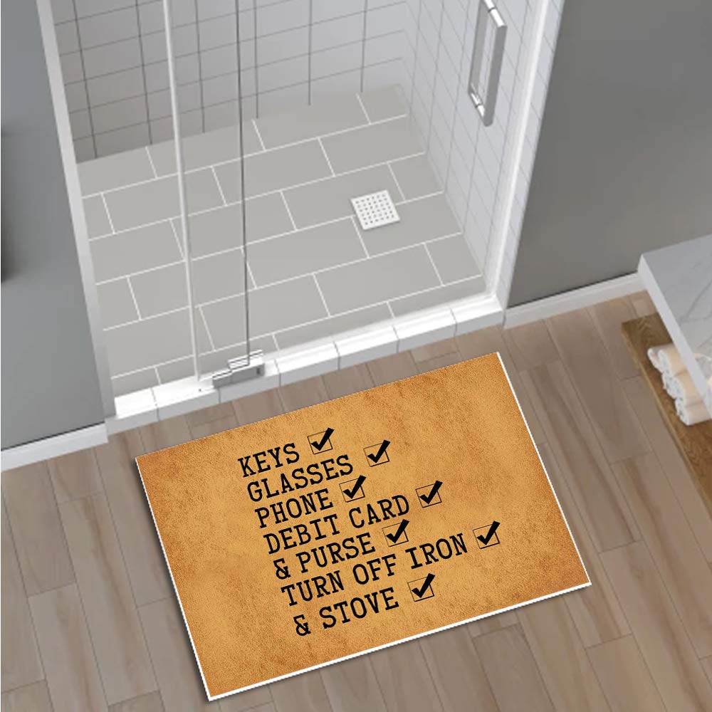Jackey&Smith Non-Slip Welcome Doormat 23.6x15.7 Inch - Keys, Glasses, Phone, Debit Card & Purse Holder with 'Turn Off Iron & Stove' Reminder - Durable Entryway Floor Mat for Front Door, Porch & Outdoor Use - Perfect for Home, Office & Apartment Entry