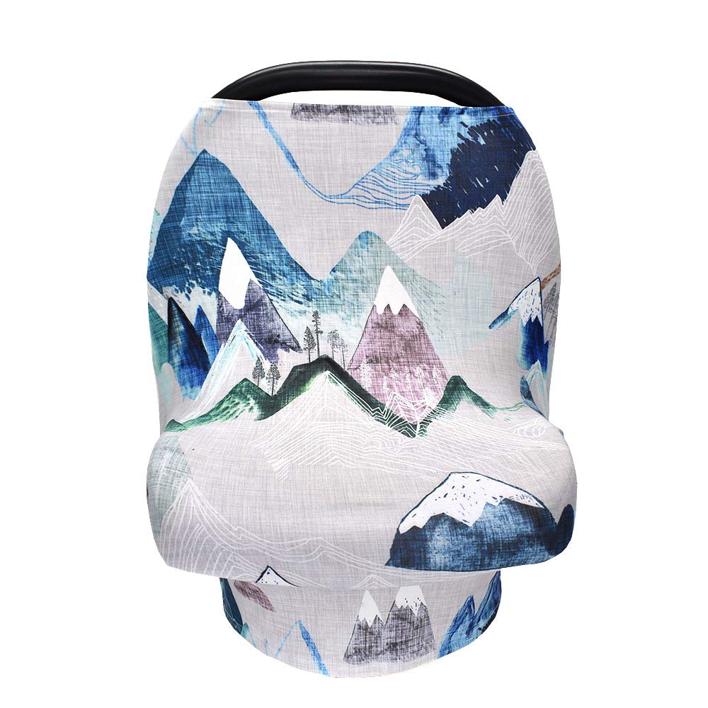 Breathable Stretchy Nursing Cover for Baby Breastfeeding - Multi-Purpose Car Seat Canopy for Girls & Boys - Soft Baby Shower Gift for Shopping Cart, High Chair & Stroller (Blue) - Perfect for Outdoor Nursing, Travel & Daily Use