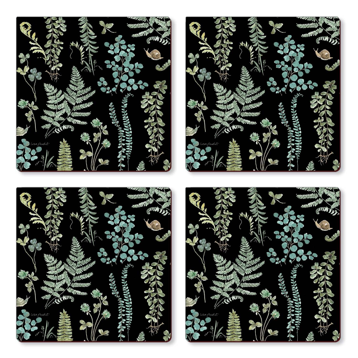 Cottage Core Coasters Set of 4 - USA Made Hardboard Cork Back Drink Coasters - Heat Resistant & Easy to Clean - Perfect for Farmhouse, Boho & Rustic Home Decor - Great for Coffee Tables, Dining Tables & Bars