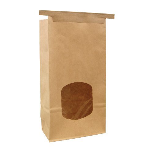 Premium Kraft Windowed Coffee Bags with Ties - 1 Pound Capacity (500 Bags/Case) - Ideal for Coffee Roasters, Specialty Shops & Bulk Packaging