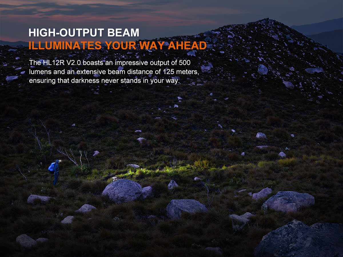 Fenix HL12R V2.0 Rechargeable Headlamp - 300 Lumens LED Headlight with USB-C Charging for Camping, Hiking, Running & Outdoor Adventures