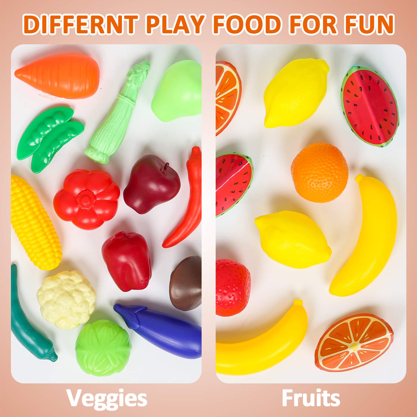 **143Pcs Play Kitchen Accessories Set - Realistic Toy Food for Toddlers & Kids, Pretend Play Food with Storage Bag - Educational Daycare Toys for Boys & Girls - Perfect for Role Play & Learning Fun**