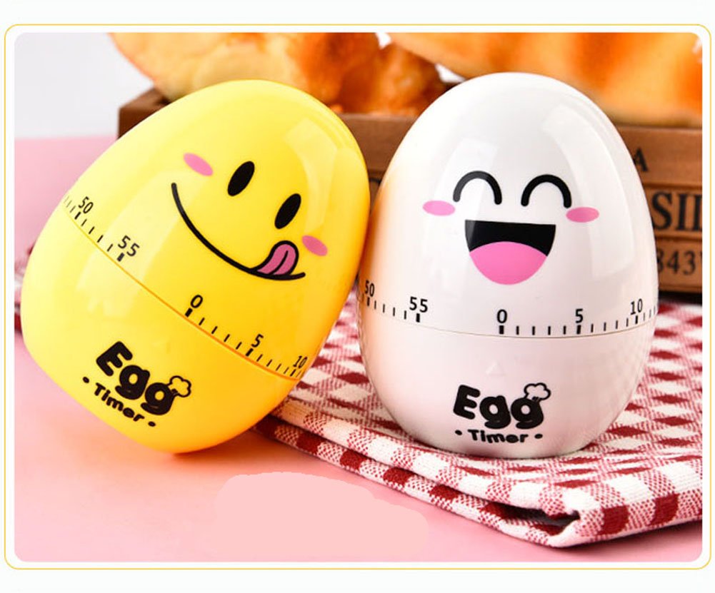 60 Minute Cute Cartoon Egg Kitchen Timer - Loud Alarm Mechanical Cooking Timer Clock - Mini Manual Countdown Timer for Baking, Cooking, Studying & Classroom (Rose)