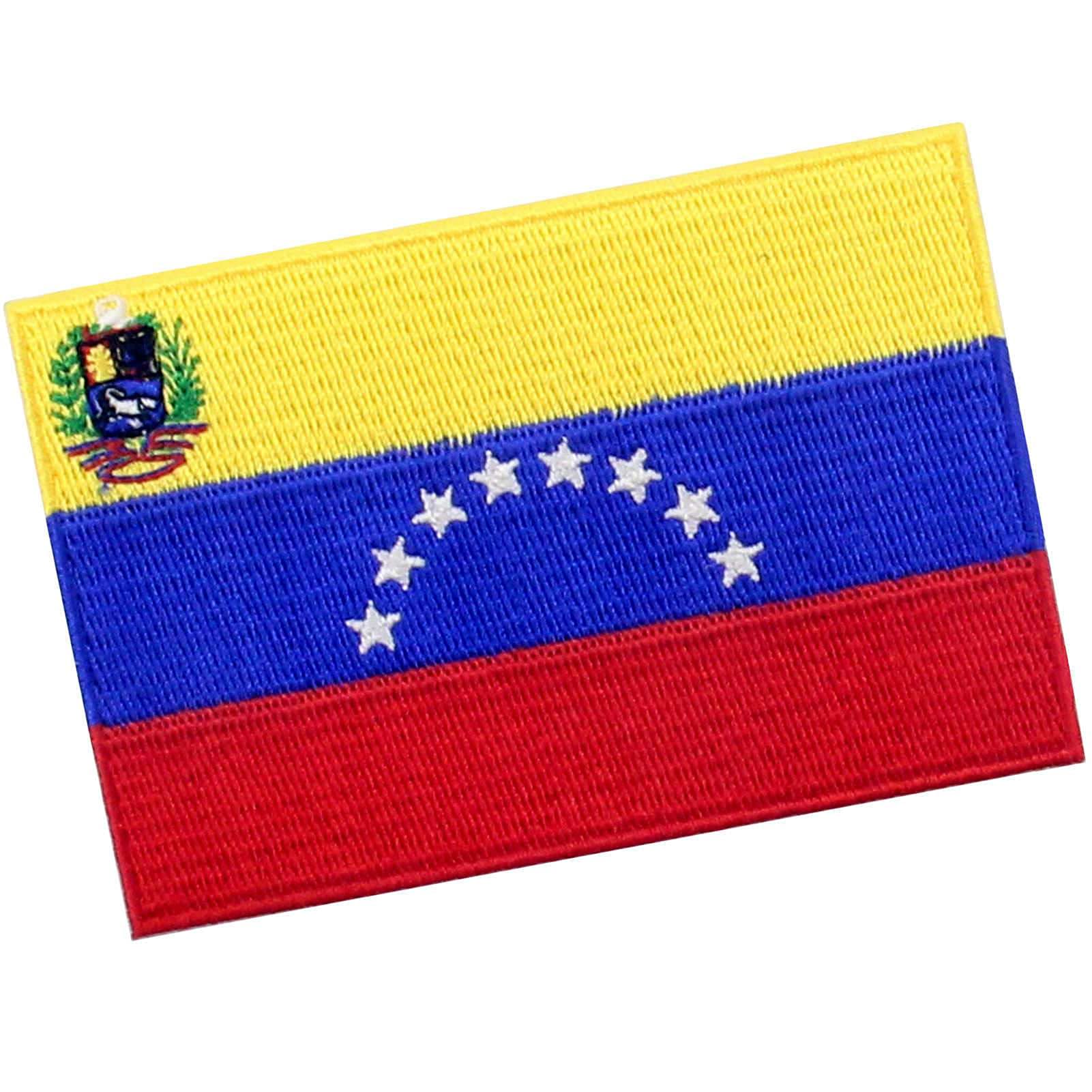 Venezuela Flag Patch - Embroidered Iron On & Sew On Applique - Venezuelan National Emblem for Jackets, Bags & Uniforms - Patriotic DIY Craft Accessory