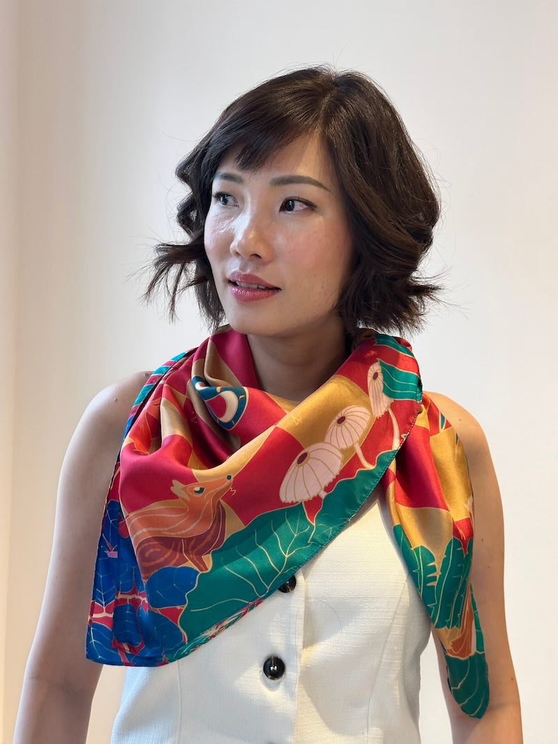 Snakes and Ladders Silk Scarf - Luxury Fashion Accessory for Women, Elegant Gift for Board Game Lovers - Perfect for Parties, Travel and Special Occasions