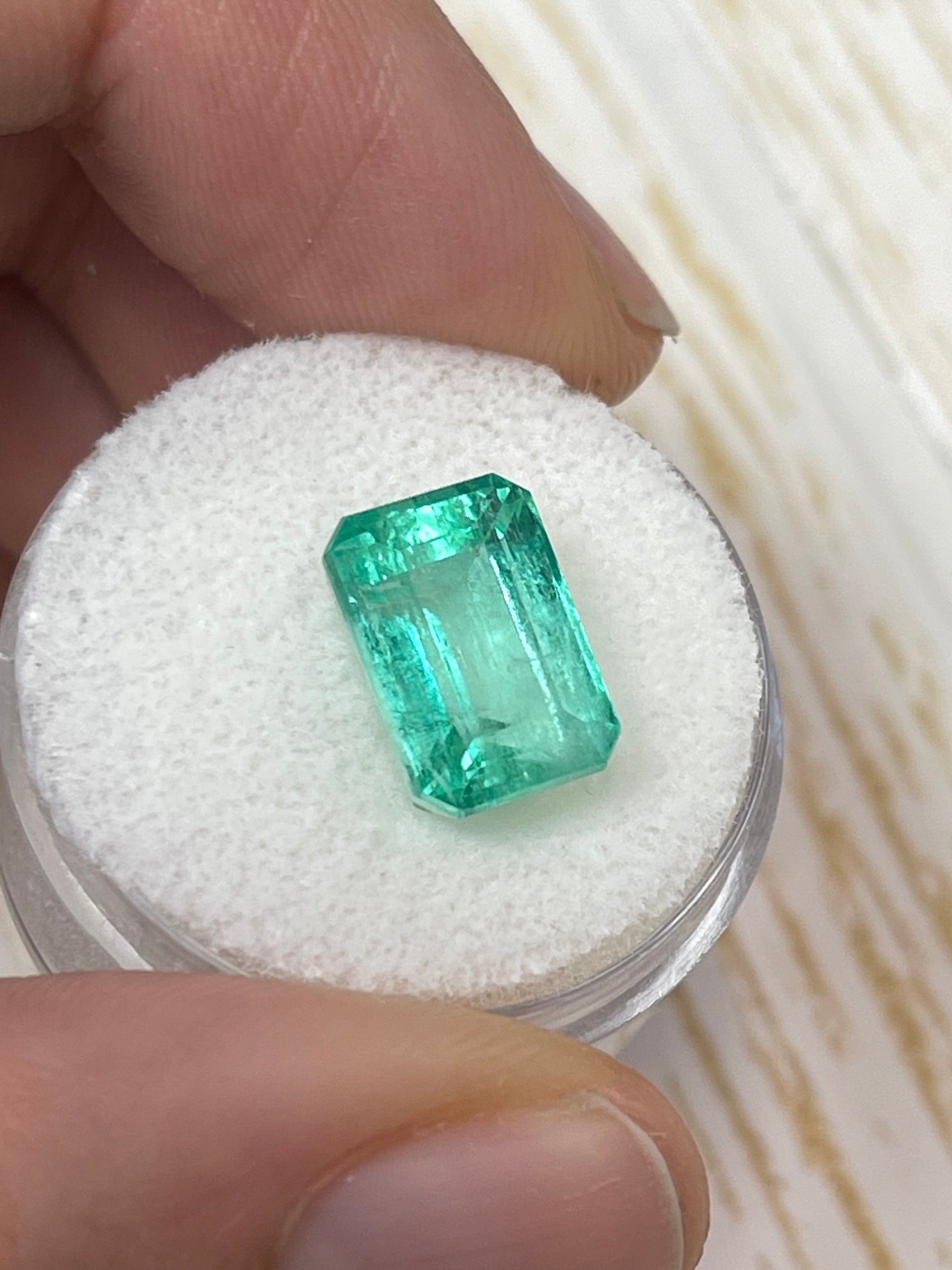 5.55 Carat 12x8mm Pastel Green Natural Loose Colombian Emerald Gemstone - Emerald Cut for Jewelry Making, Engagement Rings & Luxury Gifts