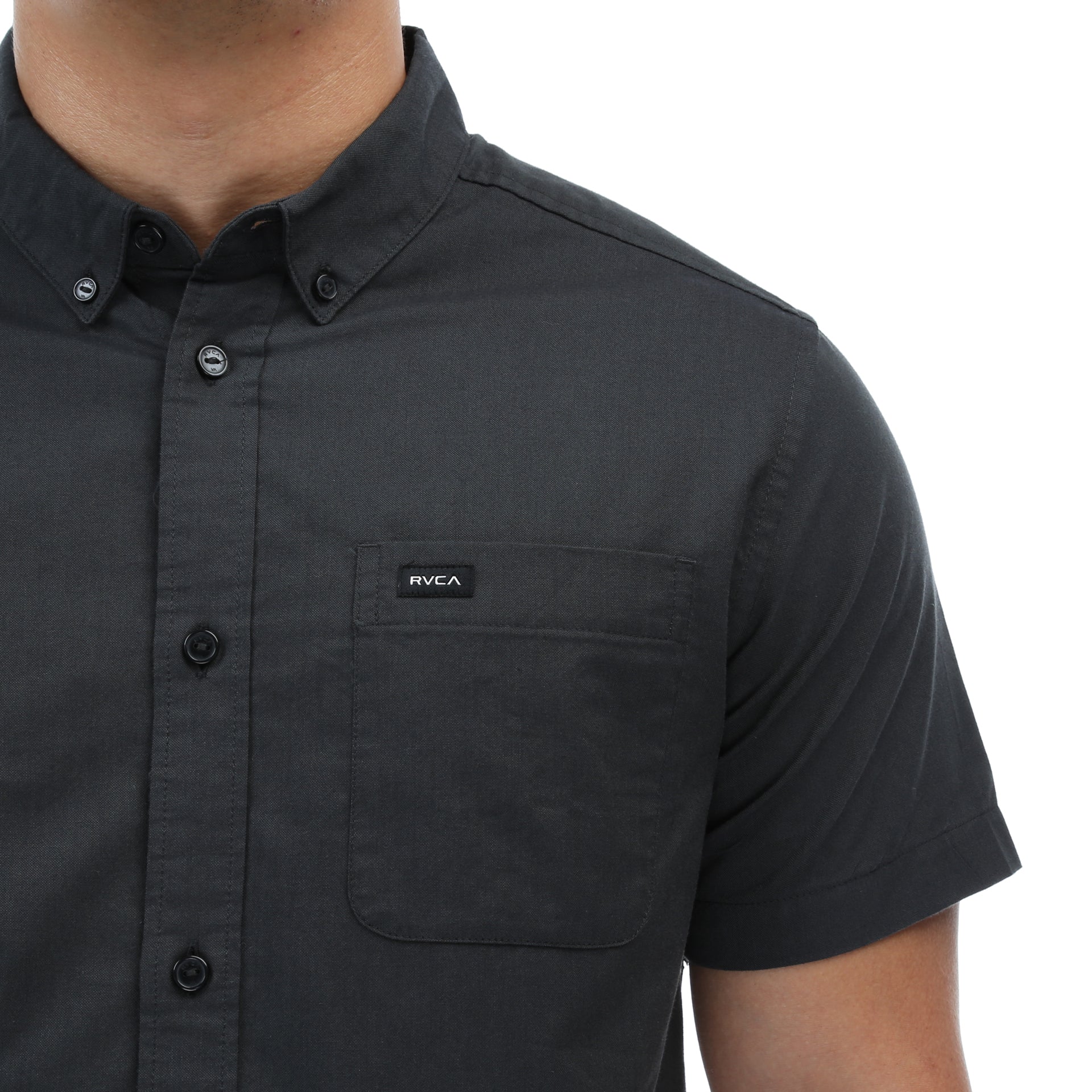 RVCA That'll Do Oxford Shirt for Men - Pirate Black - Casual Button Down Shirt for Work, Travel & Outdoor Activities