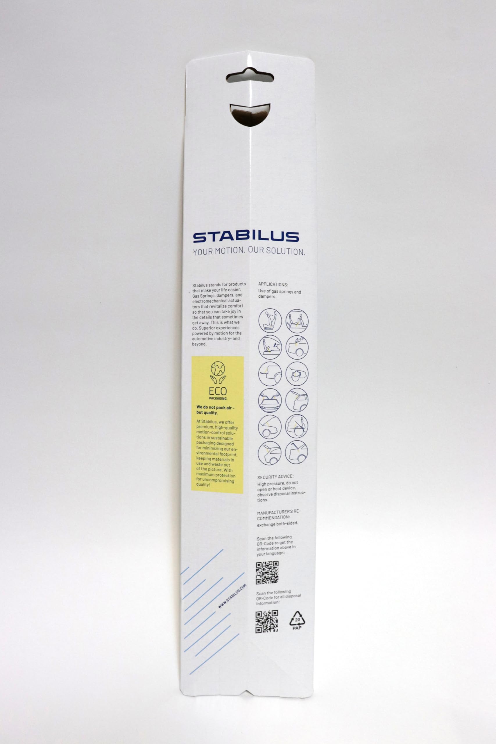 Stabilus 082651 Gas Spring - 100N Force, Black - Heavy Duty Lift Support for Automotive, Furniture, and Industrial Equipment