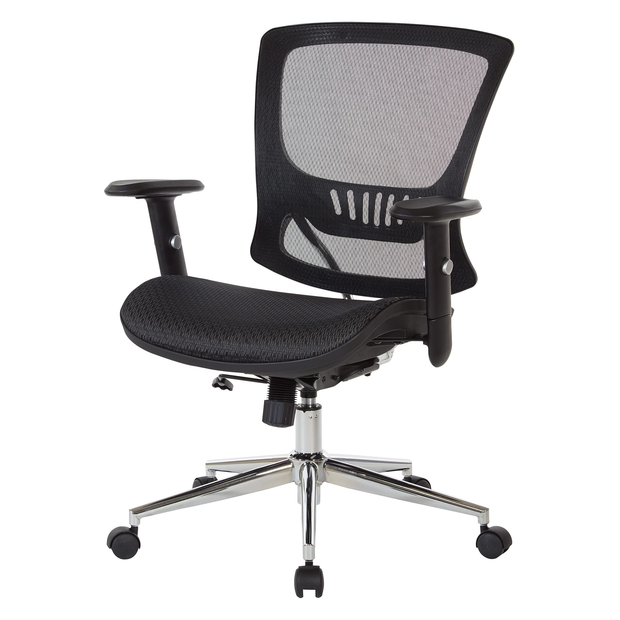Office Star Ergonomic Mesh Office Chair with Lumbar Support, Adjustable Height & Arms - Breathable Task Chair for Home & Office Workspaces - Chrome Base for Stability & Style