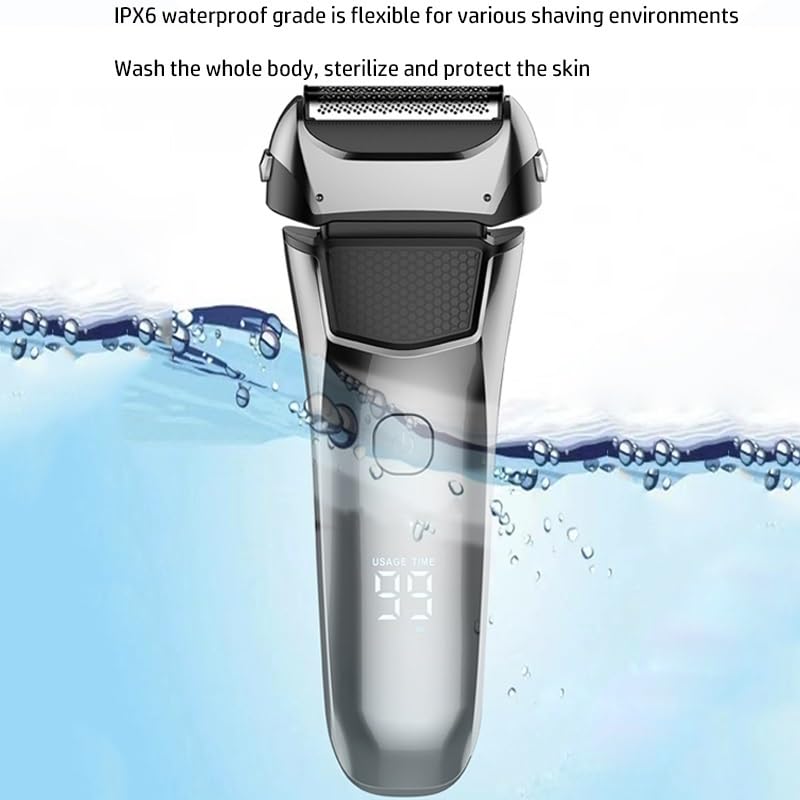 Premium Electric Razor for Men - Rechargeable Wet & Dry Shaver with 3D Floating Heads & LED Display | Smooth Shaving for Face, Beard & Head | Perfect for Travel, Gym & Daily Grooming Routine