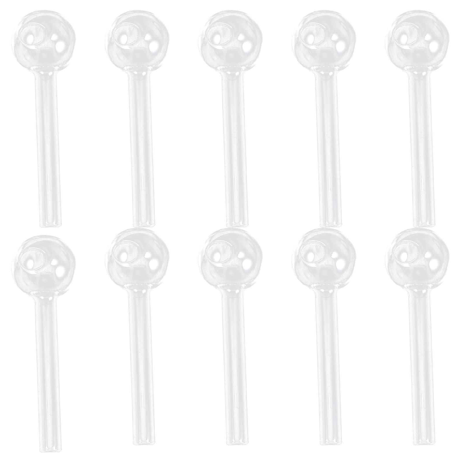Ciieeo 10Pcs Reusable Glass Drinking Straws with Round Ends - Eco-Friendly Stainless Steel Alternative for Smoothies, Iced Coffee & Cocktails at Home, Parties or Restaurants