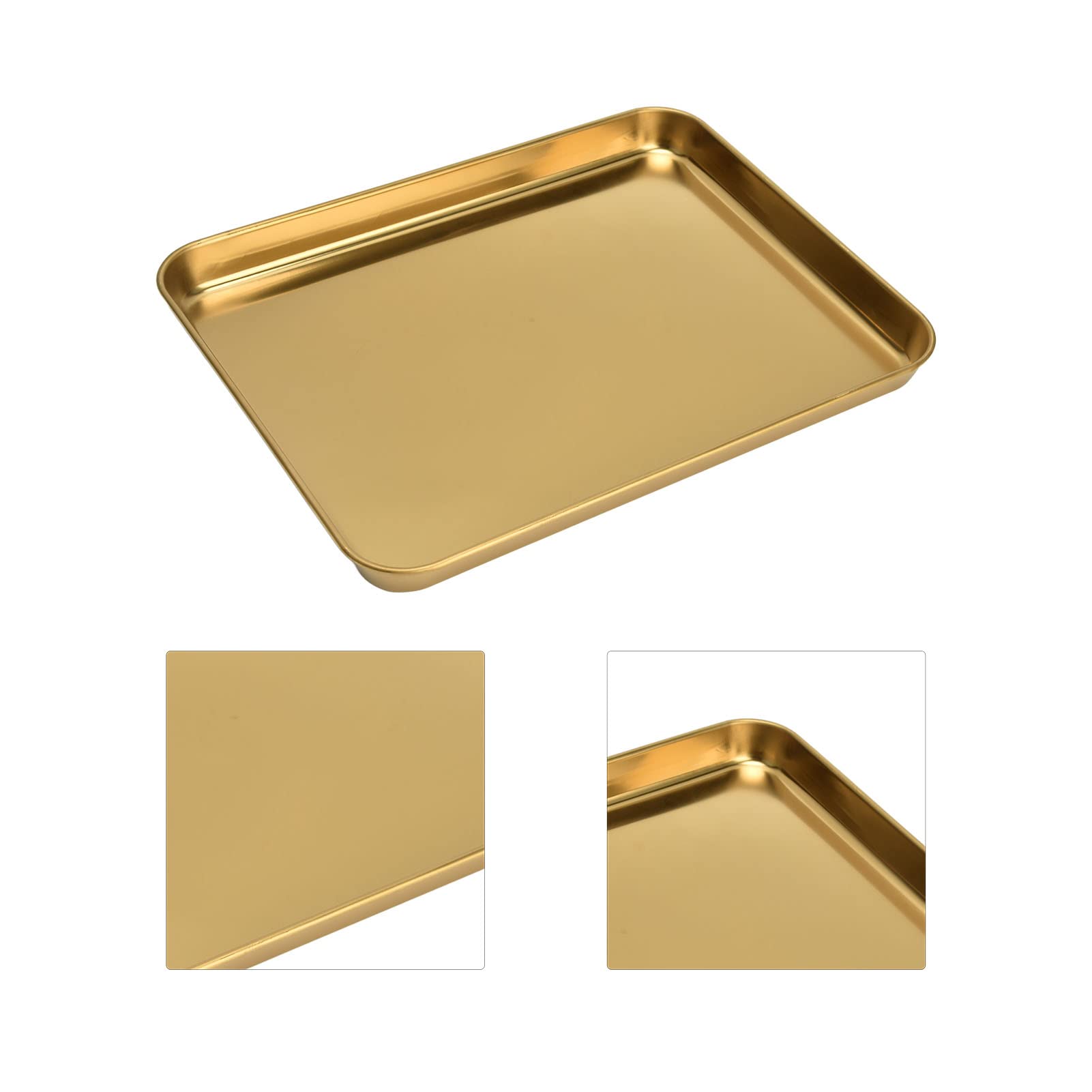 Premium Stainless Steel Serving Trays - Gold Decorative Metal Food Trays for Restaurants & Home Use | Jewelry Display & Storage | Elegant Dining & Party Serving