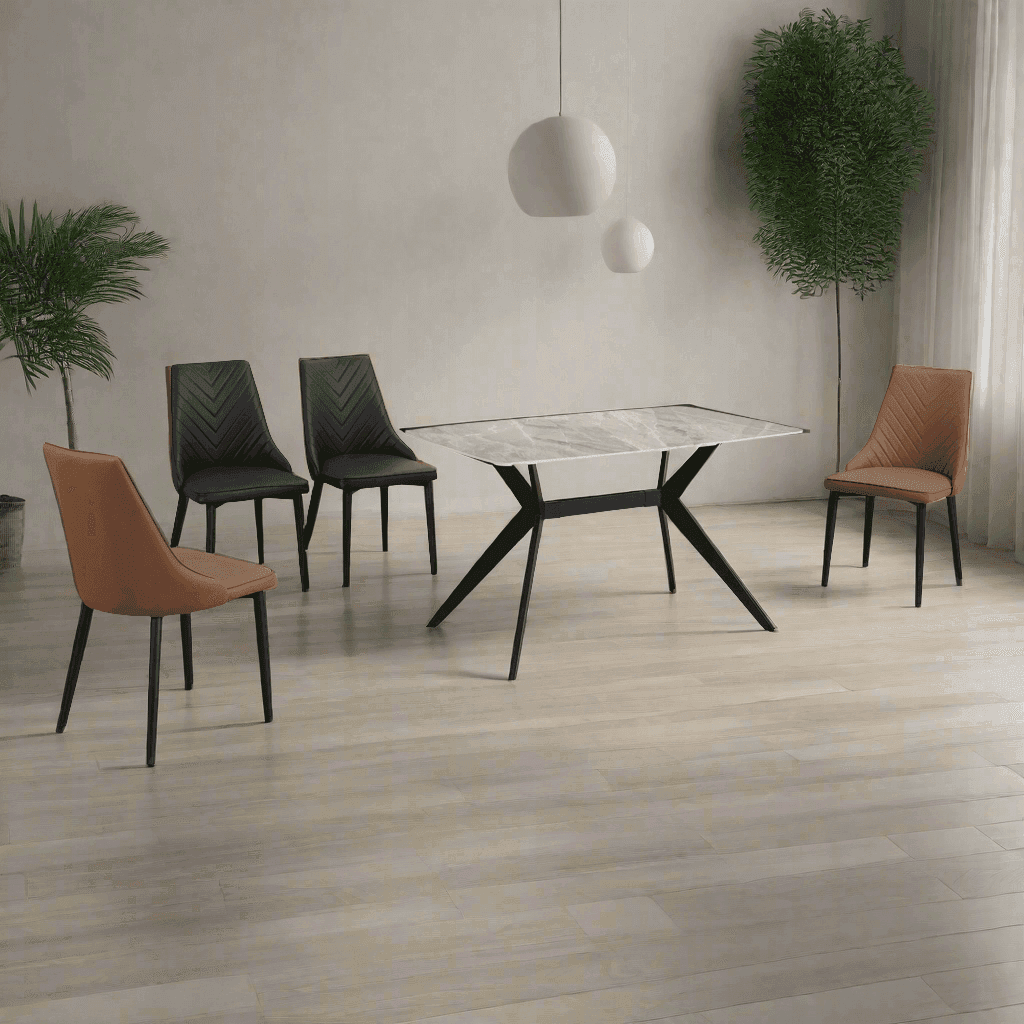Premium Janette Sintered Stone Dining Table - Durable & Stylish Modern Kitchen Furniture for Family Gatherings & Dinner Parties