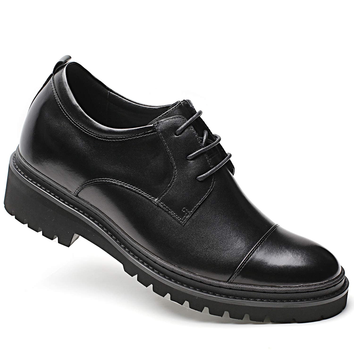 CHAMARIPA Men's Invisible Height Increasing Elevator Shoes - Lace Up Leather Formal Oxford Dress Tuxedo Lift Shoes for Taller Appearance | Perfect for Business, Weddings & Formal Events