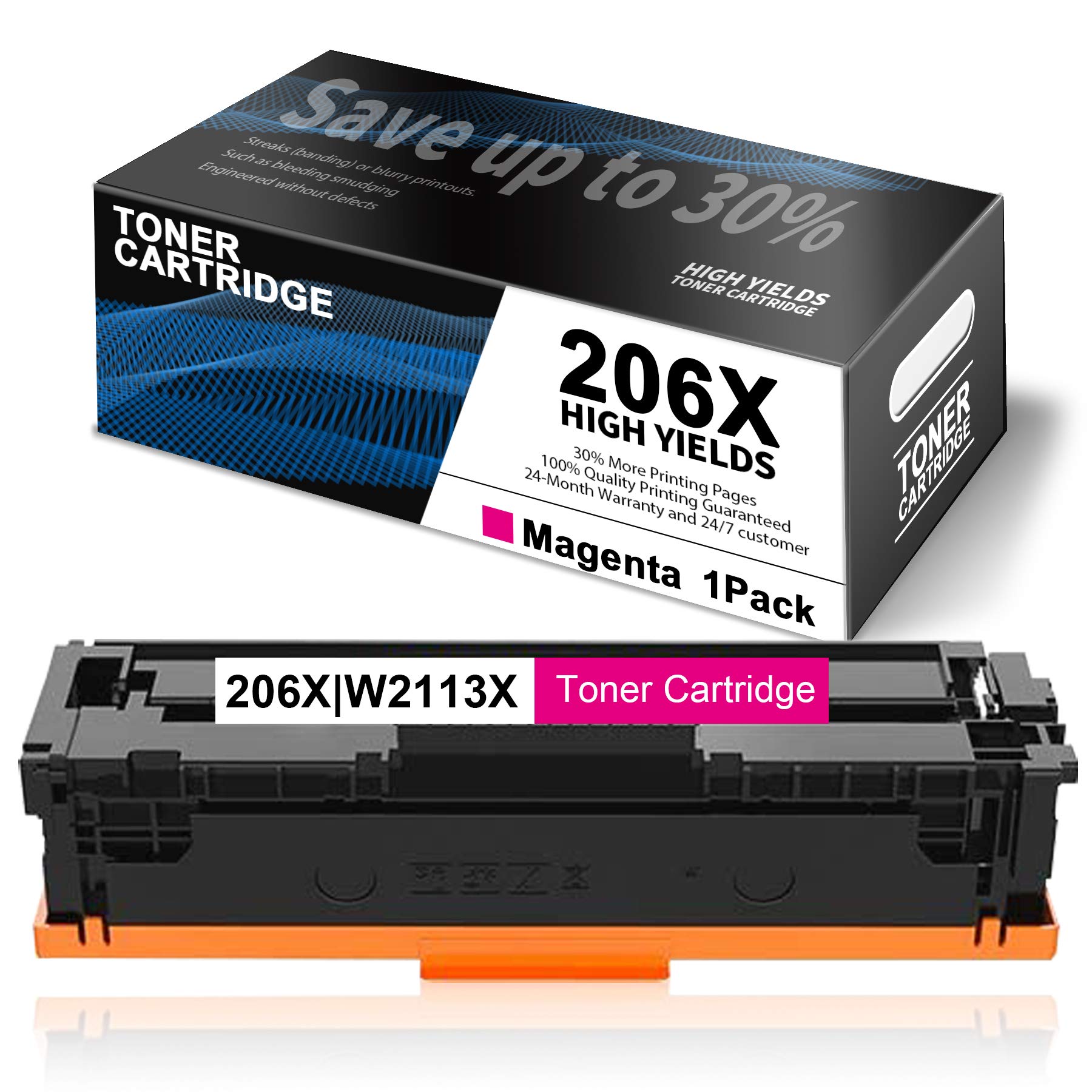 1 Pack Magenta 206X Toner Cartridge - Compatible with HP 206X & W2113X - Replacement for HP Color Pro M282-M285, M282nw, M283fdn, M283fdw, M283cdw, M255-M256, M255nw, M255dw, M255dn Printers - Ideal for Home & Office Printing Needs