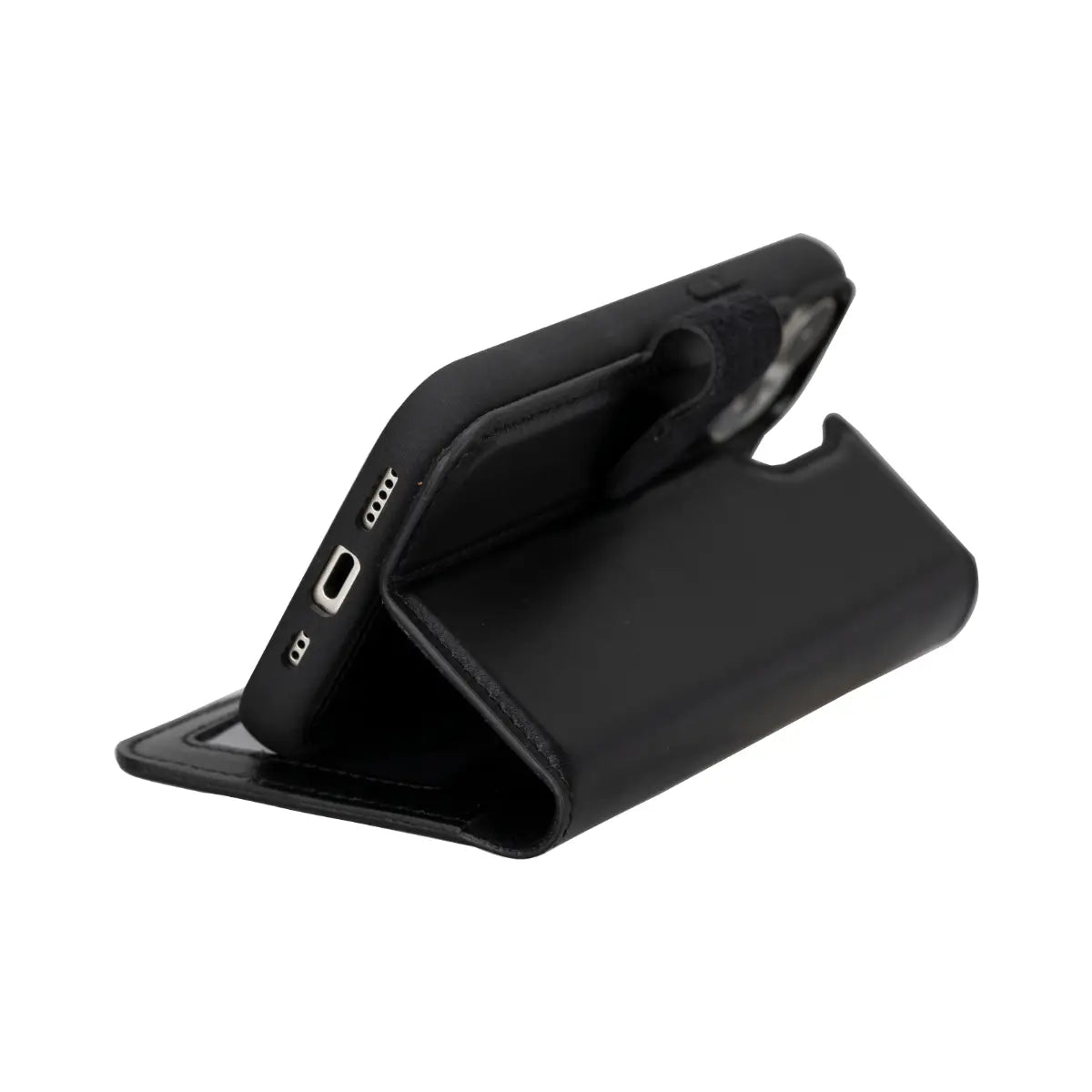 Premium Black Leather Wallet Case for iPhone 15 - Slim RFID Blocking Phone Cover with Card Slots | Perfect for Everyday Use, Travel & Business Professionals