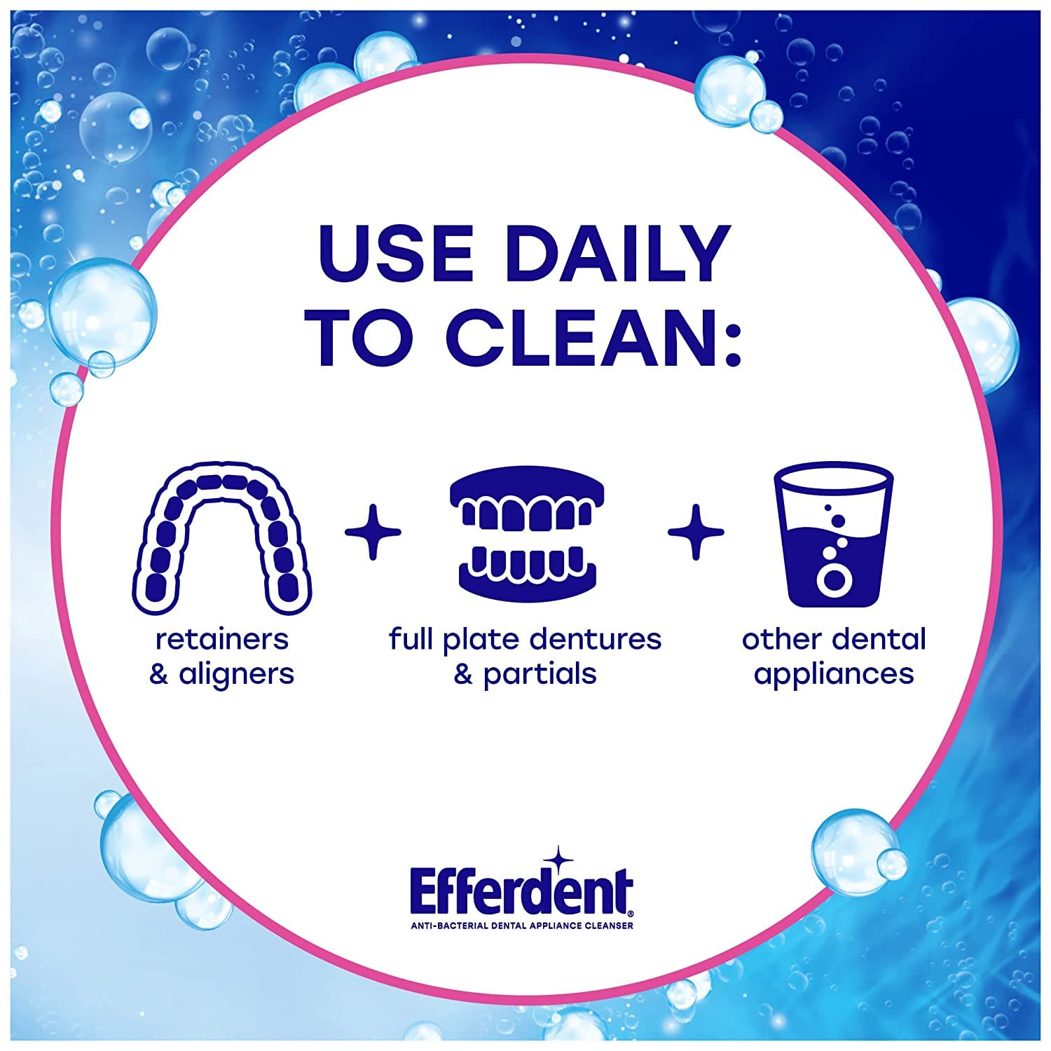 Efferdent Denture & Retainer Cleanser Tablets - 120 Count (6 Packs of 20) | Denture Cleaning Tablets for Fresh Breath & Stain Removal | Perfect for Daily Denture, Retainer & Night Guard Cleaning