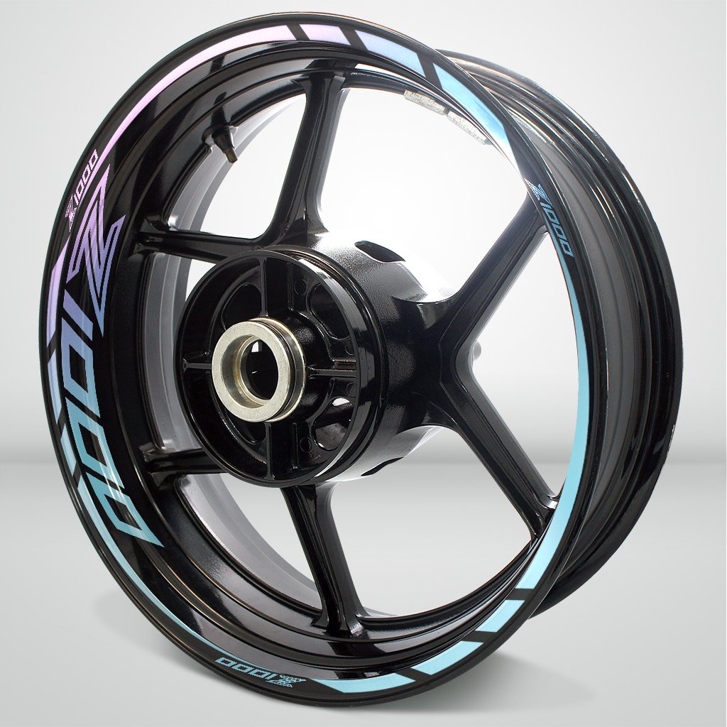 2-Tone Amethyst Motorcycle Rim Wheel Decal Stickers - Compatible with Kawasaki Z1000 (2014) - High-Quality Vinyl Stickers for Enhanced Bike Aesthetics - Perfect for Customization & Motorcycle Shows