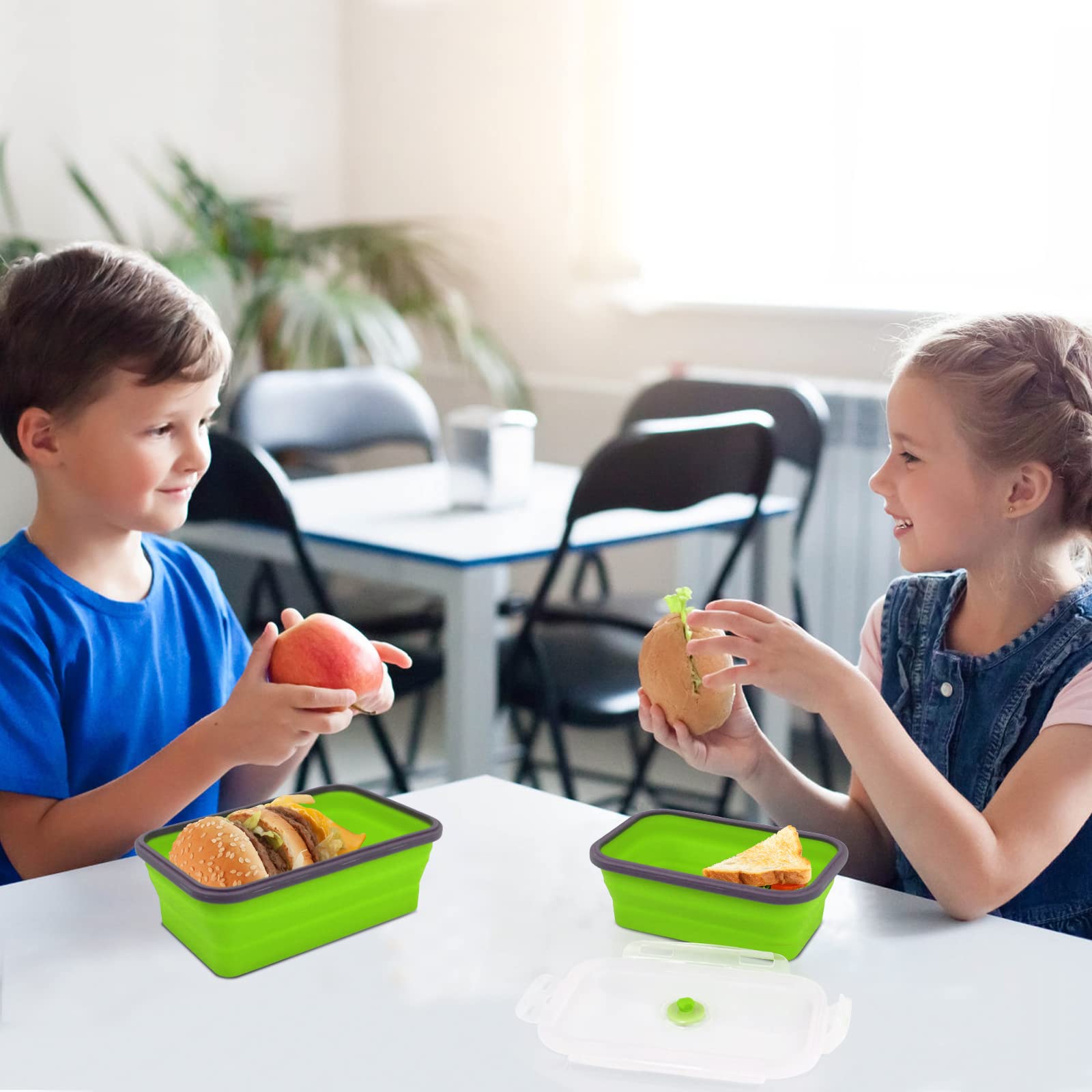 Collapsible Silicone Food Storage Containers 4-Pack with Lids - Microwave, Dishwasher & Freezer Safe - Ideal for Meal Prep, Camping, Picnics, RV Travel & Home Organization - BPA-Free Reusable Containers for Leftovers, Snacks & On-the-Go Meals