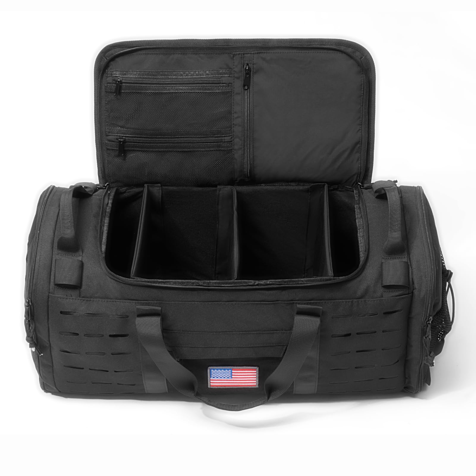 CONTAIL 48L Military Tactical Molle Duffle Bag - Waterproof Gym & Travel Backpack with Shoe Compartment, Detachable Straps for Outdoor Camping, Hiking & Sports Gear Storage (Black)