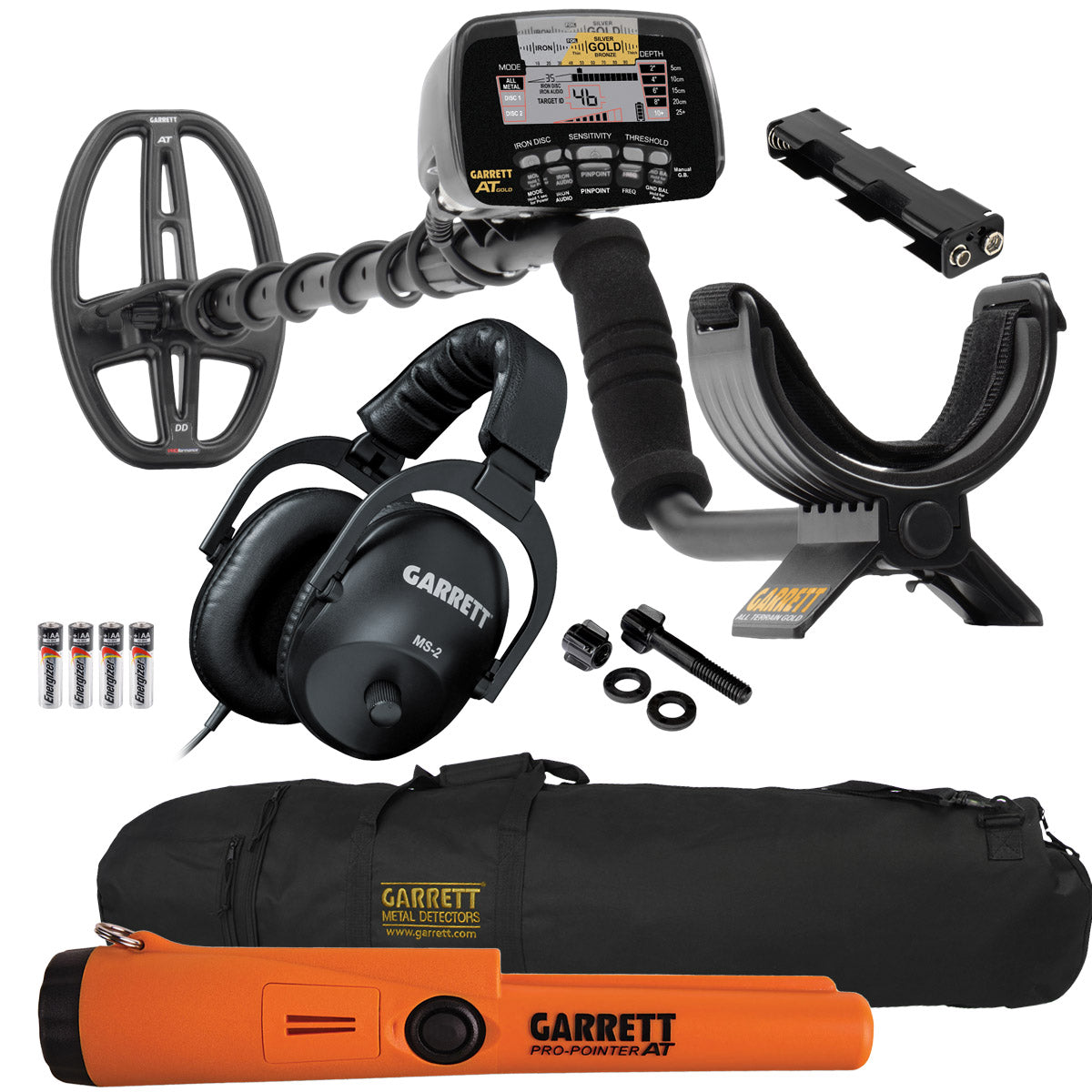 Garrett AT Gold Metal Detector with Pro Pointer AT Pinpointer & Carry Bag - Professional Metal Detecting Kit for Treasure Hunting, Beach & Gold Prospecting