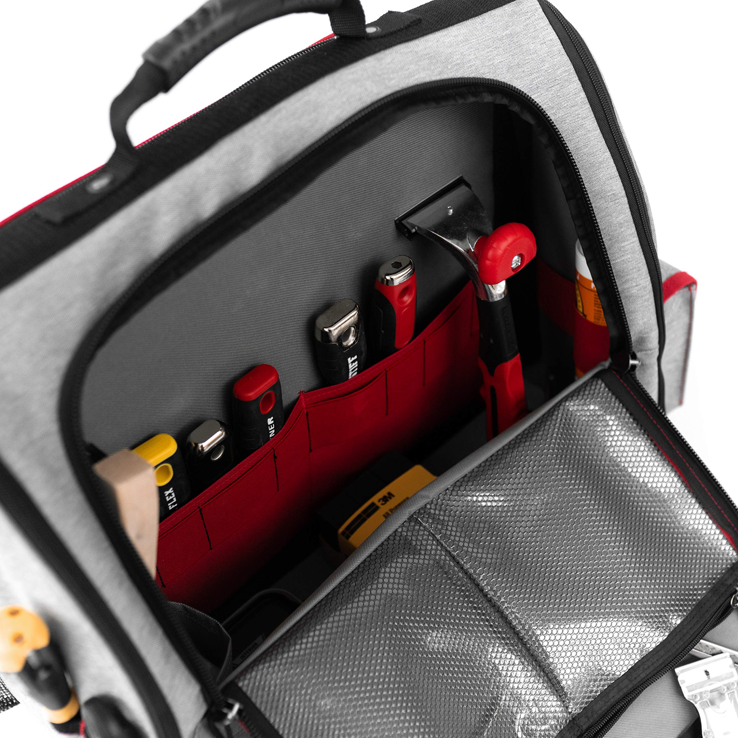 Professional Deluxe Painters Tool Bag - Heavy Duty Durable Organizer for Paint Brushes, Rollers & Supplies - Perfect for DIY Home Projects & Professional Contractors