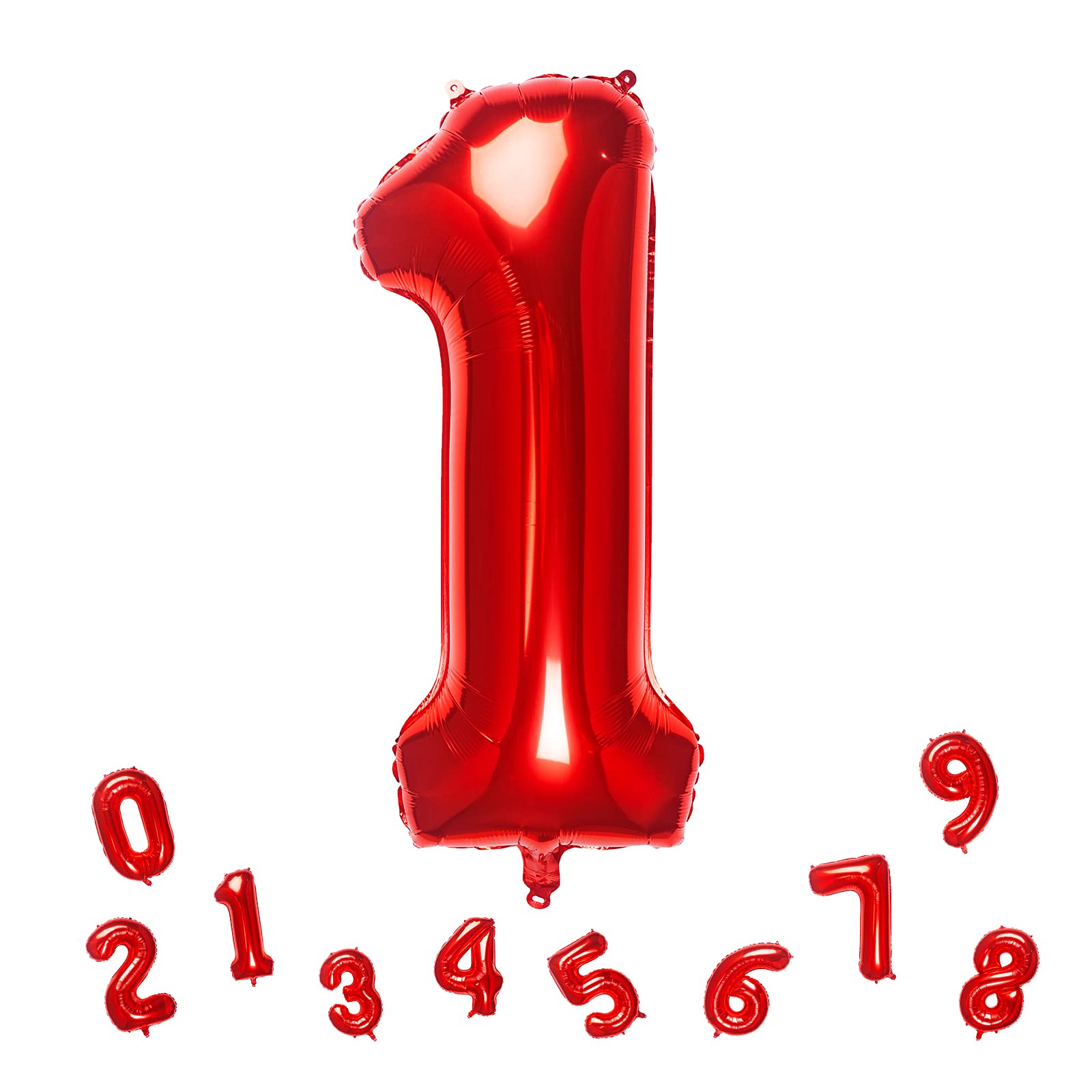32 Inch Red Number 1 Foil Balloons - Large Metallic Birthday Party Decorations for 1st Birthday, Anniversary & Graduation Celebrations - Perfect for Photo Backdrops, Cake Toppers & Event Decor