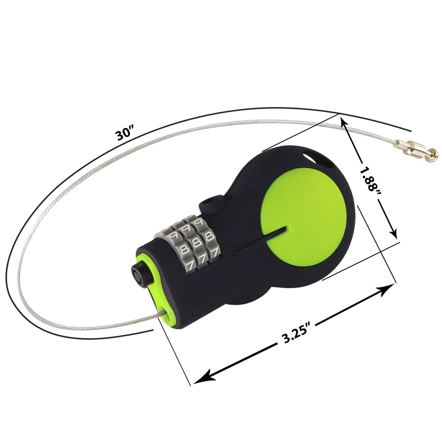 Lewis N. Clark TSA Approved Cable Luggage Lock with Combination - 30-inch Retractable Steel Bike & Travel Lock (Green) | Secure Suitcases, Backpacks & Bicycles for Airports, Commuting & Outdoor Adventures