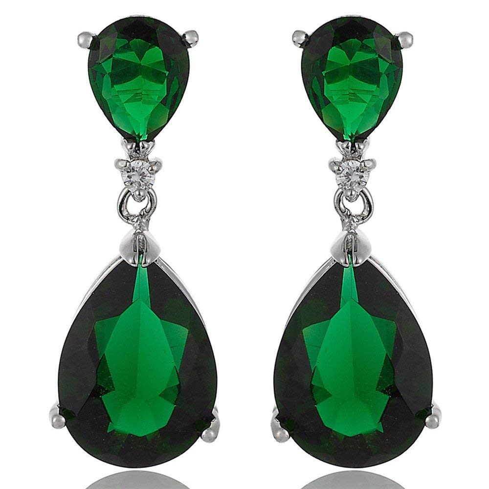 RIZILIA Green Emerald Jewelry Set - Elegant Earrings & Ring for Women | Celebrity Inspired Fashion Accessories | Perfect for Parties, Weddings & Special Occasions
