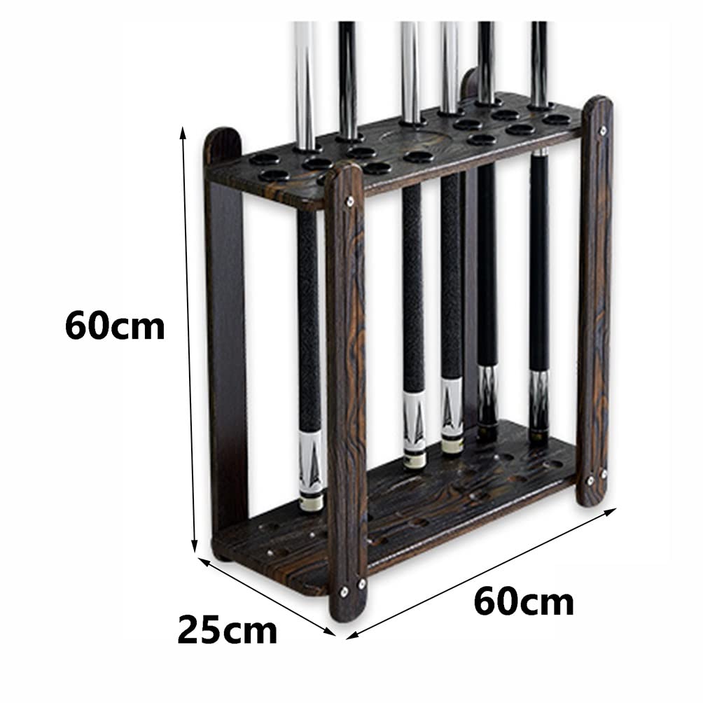 Premium Wooden Pool Cue Holder - 18-Slot Billiard Stick Organizer & Fishing Rod Rack - Durable Floor Stand for Pool Halls, Game Rooms & Home Bars (Perfect for Cue Storage and Rod Organization)