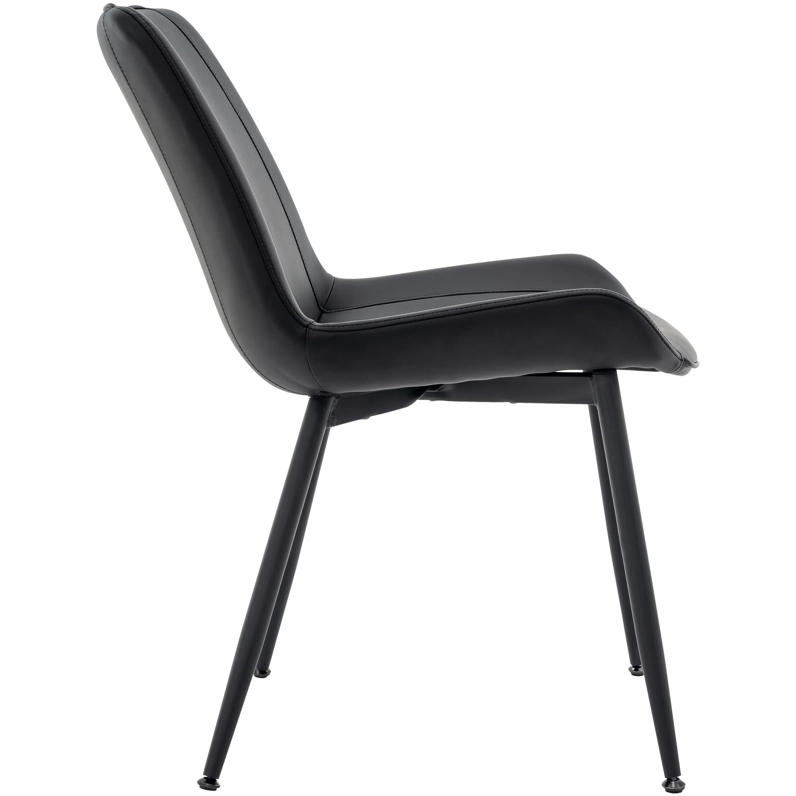 Brage Living Dining Chairs Set of 2 - Modern PU Leather Armless Kitchen & Dining Room Chairs with Metal Legs, Upholstered Accent Side Chairs (Black) - Perfect for Small Spaces, Breakfast Nooks & Contemporary Dining Areas