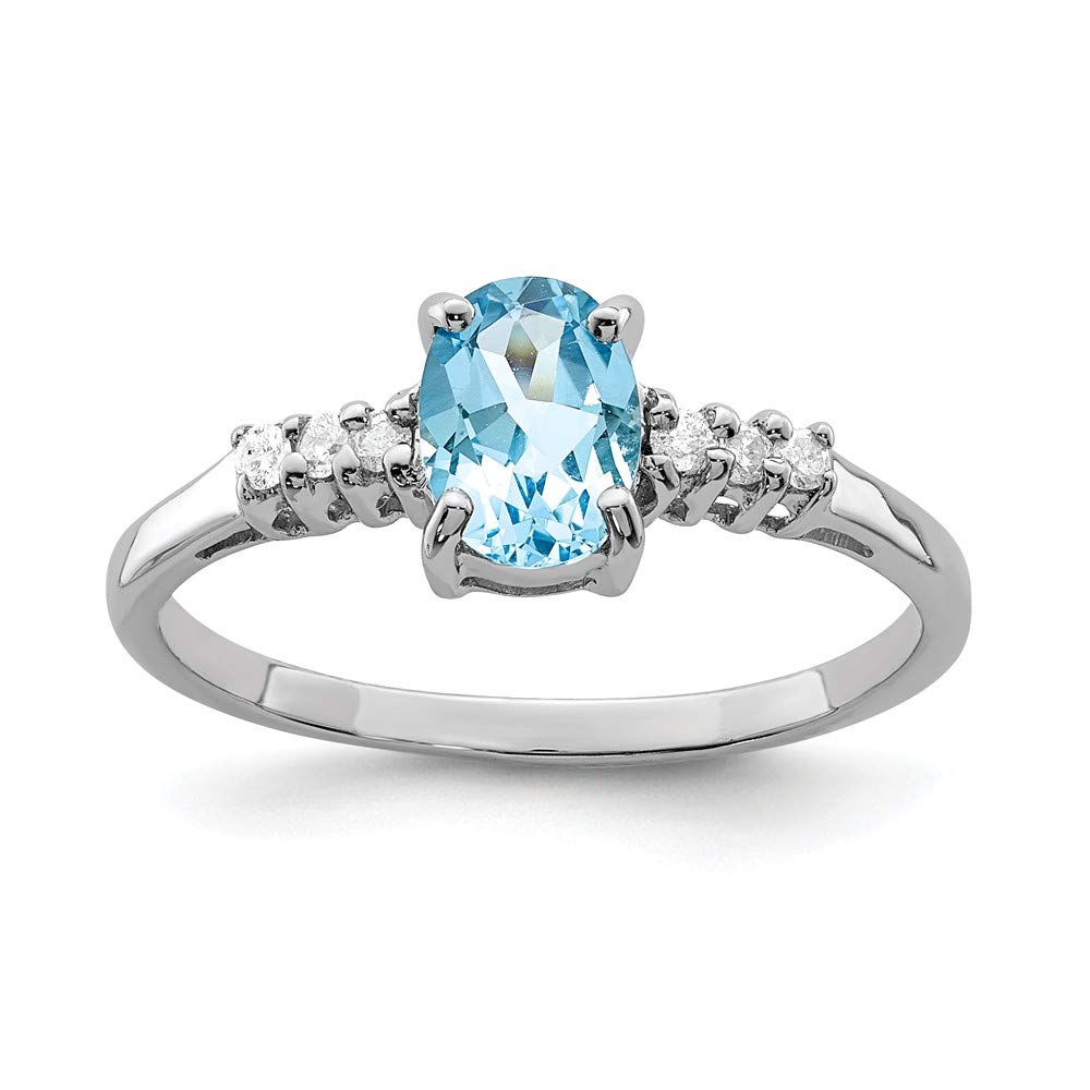 925 Sterling Silver Swiss Blue Topaz & Diamond Ring for Engagement & Wedding