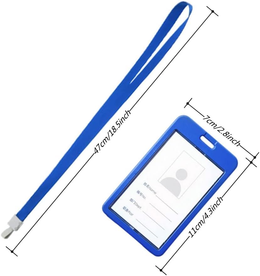Hovico Vertical Double Sided Transparent ID Badge Holder with Lanyard - Waterproof School ID Card Holder for Teachers, Students & Office Professionals - Perfect for Campus, Workplace & Events (Grey)