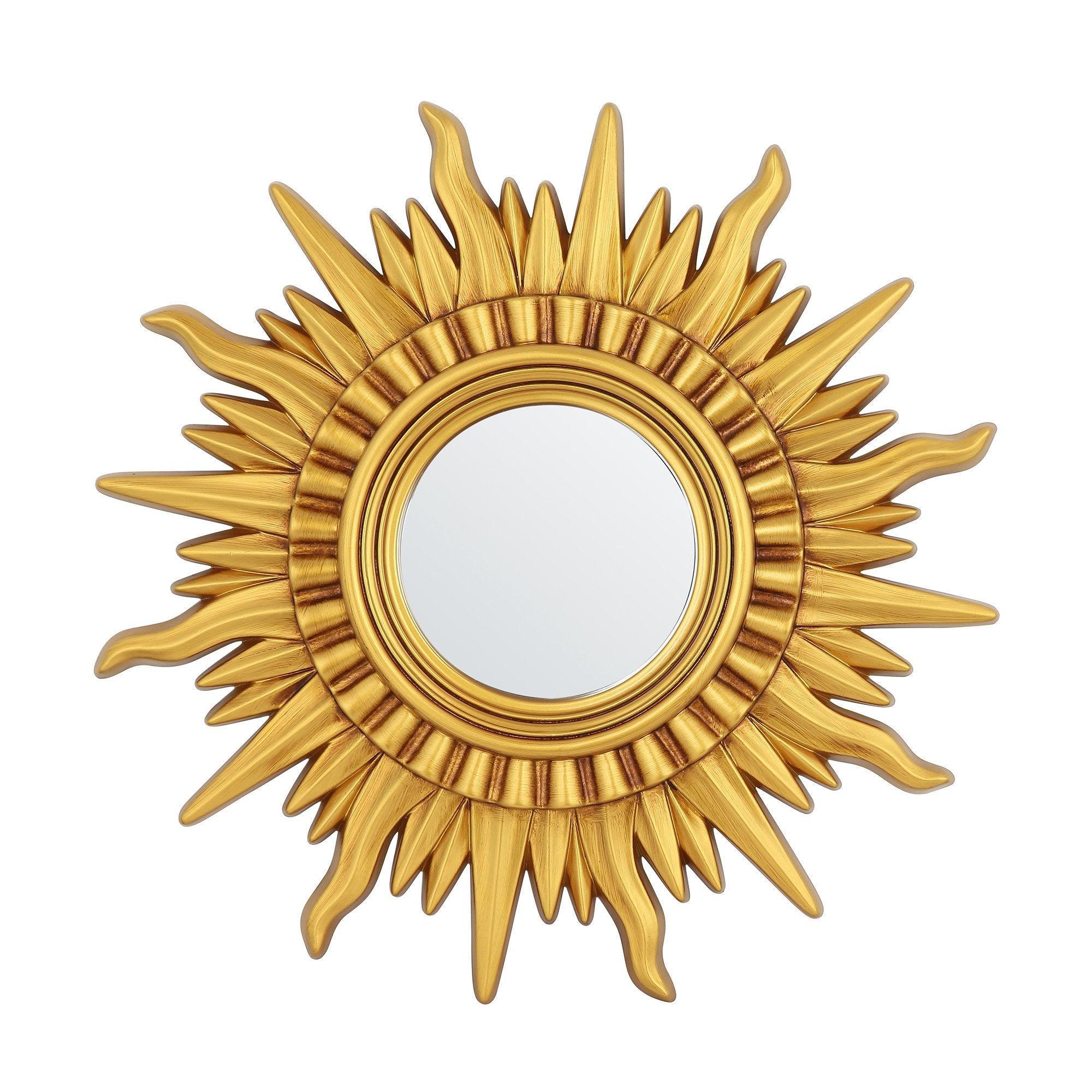 Vintage Sunburst Golden Mirror - Antique Wall Decor for Living Room, Bedroom & Entryway - Boho Home Decor & Stylish Wall Art