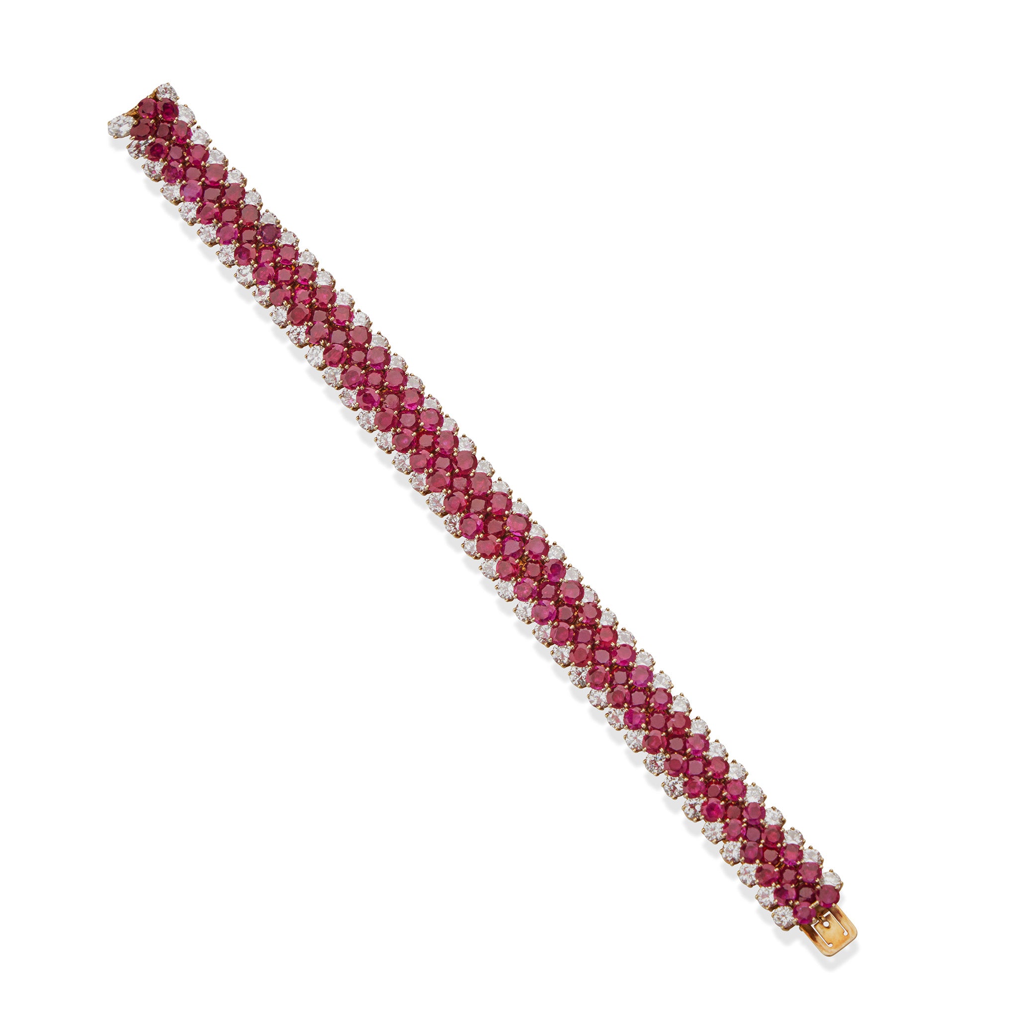 Van Cleef & Arpels Genuine Burma Ruby Tennis Bracelet - 18K Gold Luxury Jewelry for Women, Perfect for Weddings, Anniversaries & Special Occasions