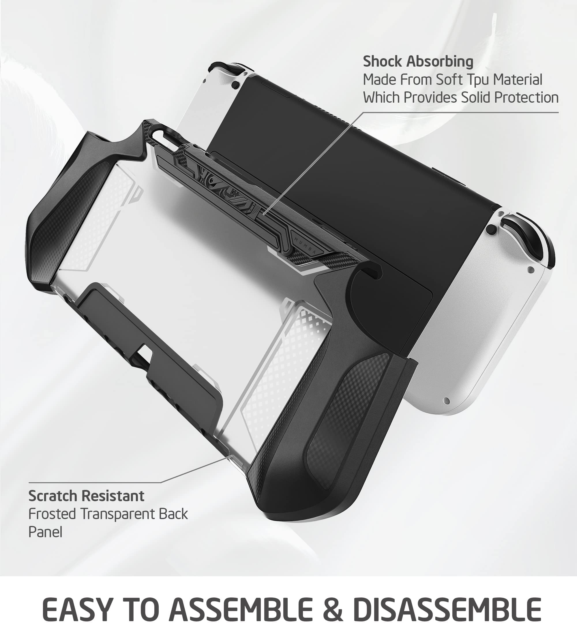 Premium Mumba Carrying Case & Dockable Protective Cover for Nintendo Switch OLED 2021 - Shockproof Travel Case for Gaming On-The-Go & Home Console Protection
