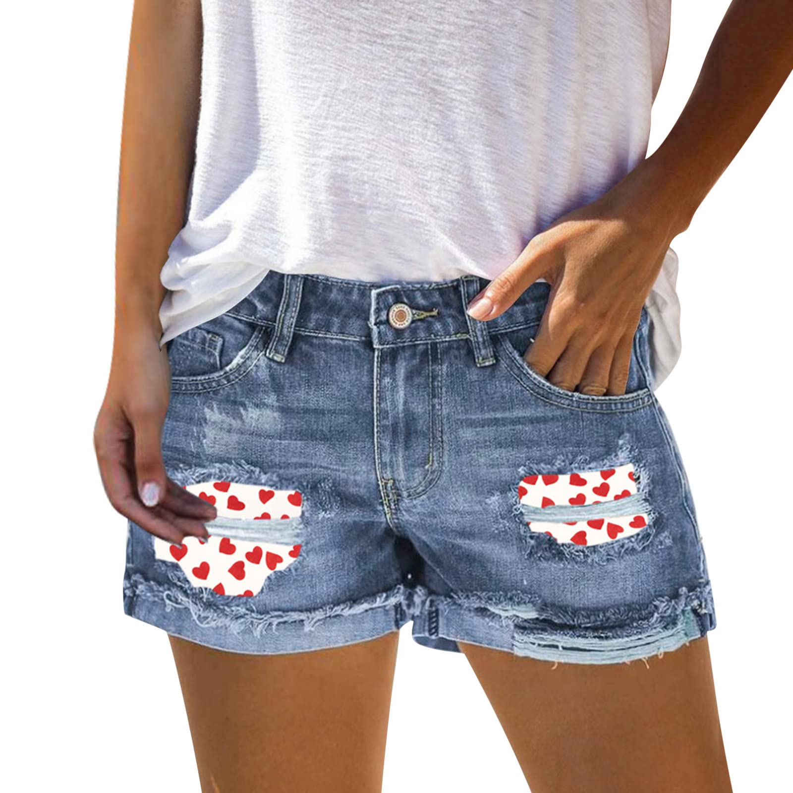 ZYNIC Women's High Rise Stretch Denim Shorts - Distressed Frayed Hem Summer Jean Shorts with Cuffed Design for Teens | Perfect for Beach, Vacation & Casual Outfits