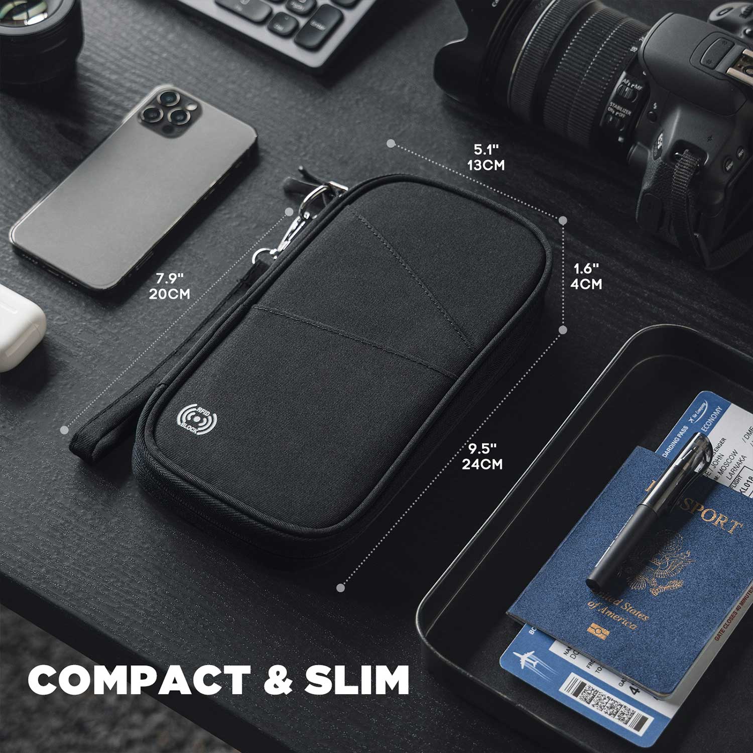 DPW100 RFID Blocking Passport Holder - Ultimate Travel Companion with Multiple Card Slots & Secure Zipper | Perfect for International Trips, Business Travel & Vacation Organization