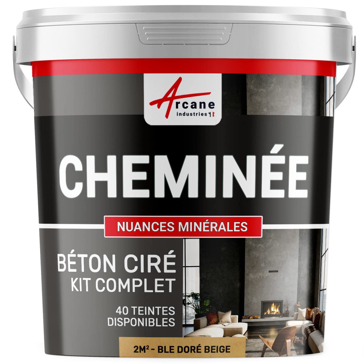 Polished Concrete Fireplace Kit - 2 m² (2 Layers) Golden Wheat Beige - ARCANE INDUSTRIES - Perfect for Modern Living Rooms & Outdoor Patio Fireplace Renovations